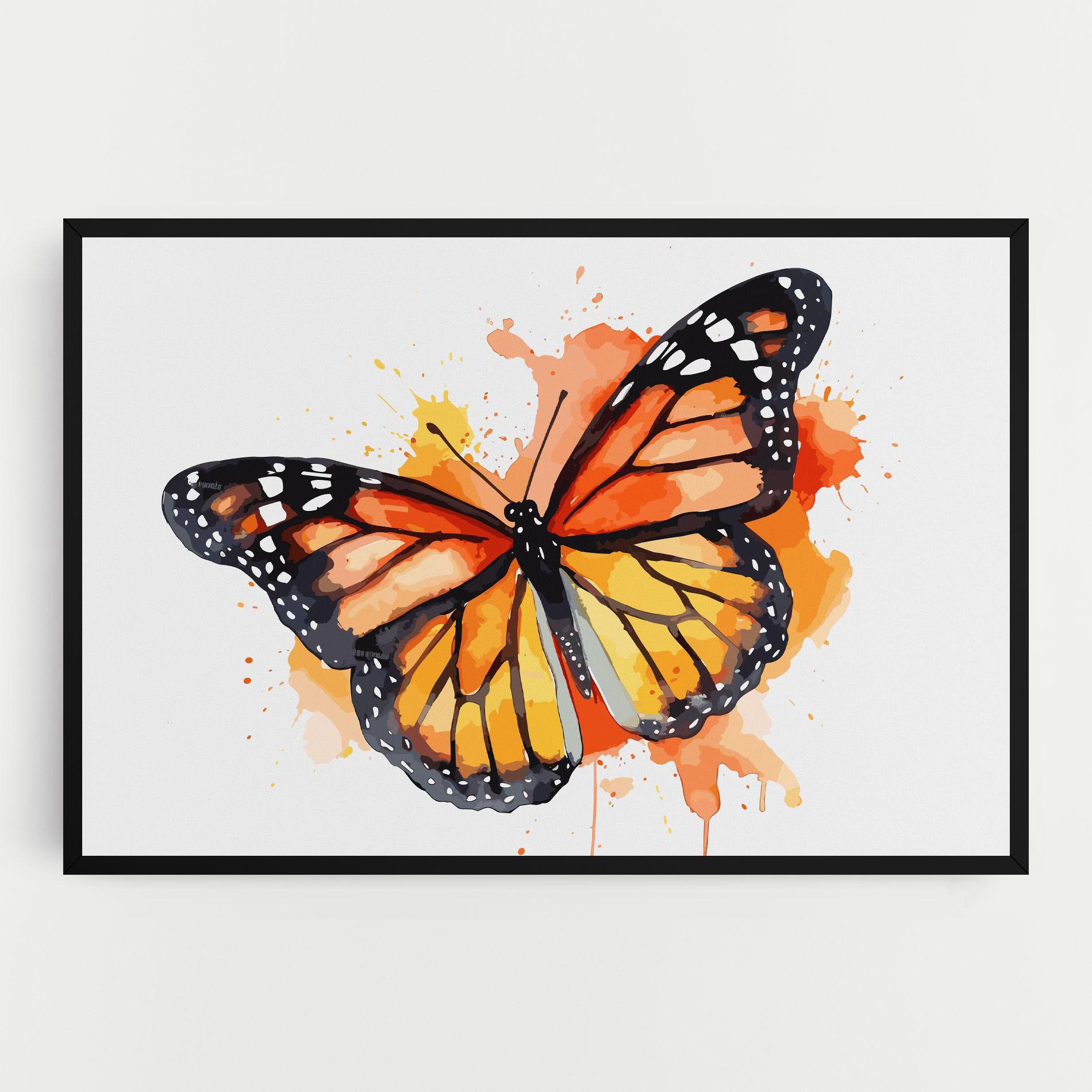 Tablou Canvas Orange Watercolor Butterfly mockup 0