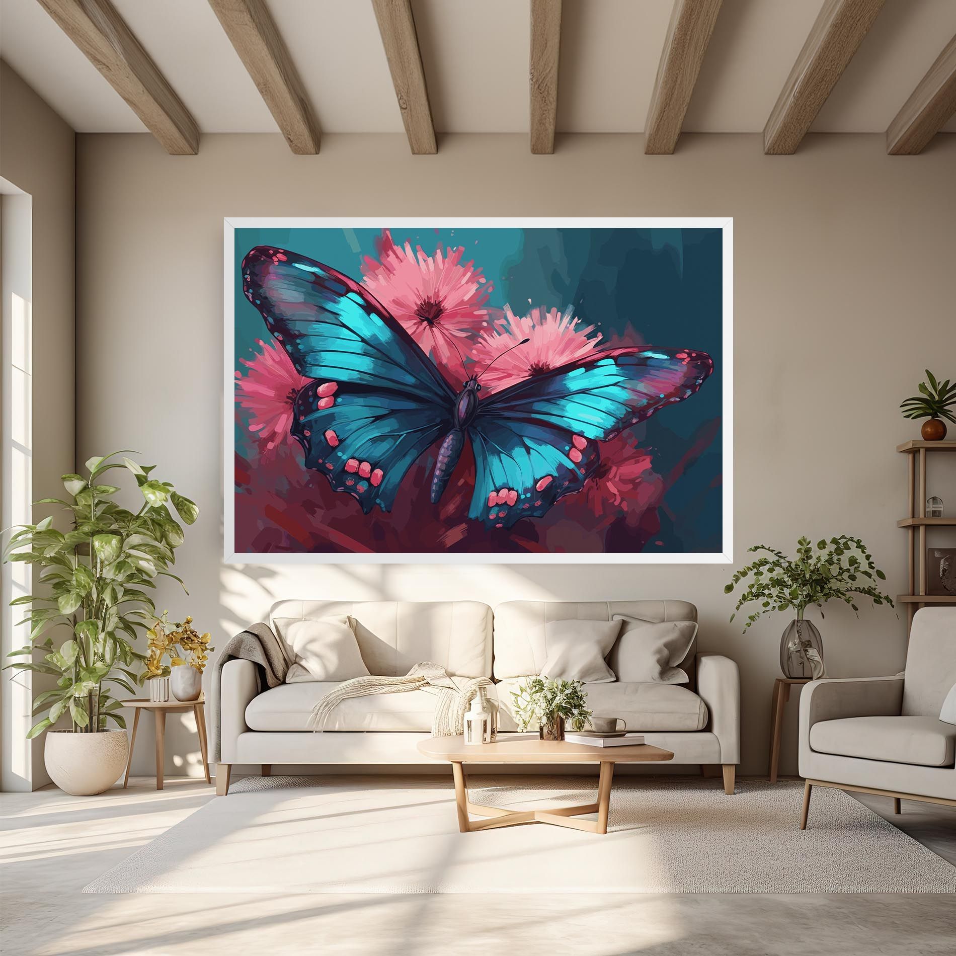 Blue Butterfly On Pink mockup 6