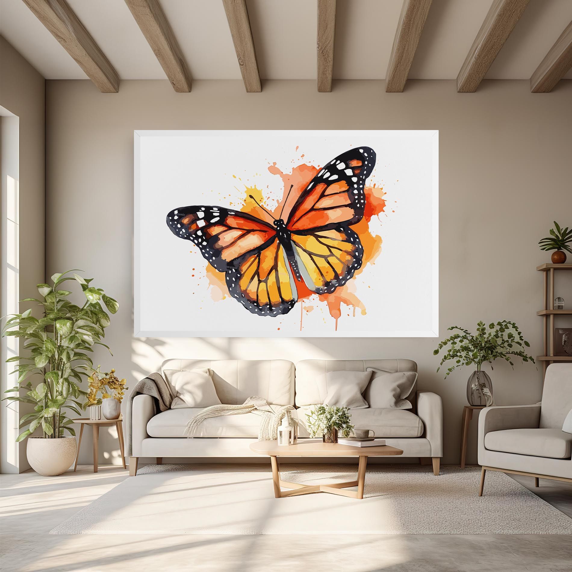 Orange Watercolor Butterfly mockup 6