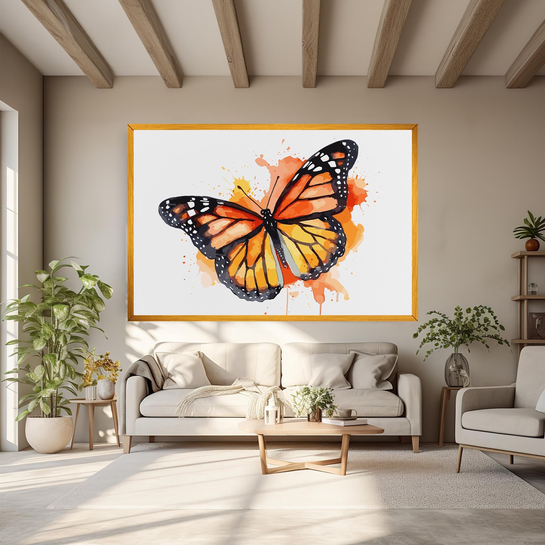 Orange Watercolor Butterfly mockup 6