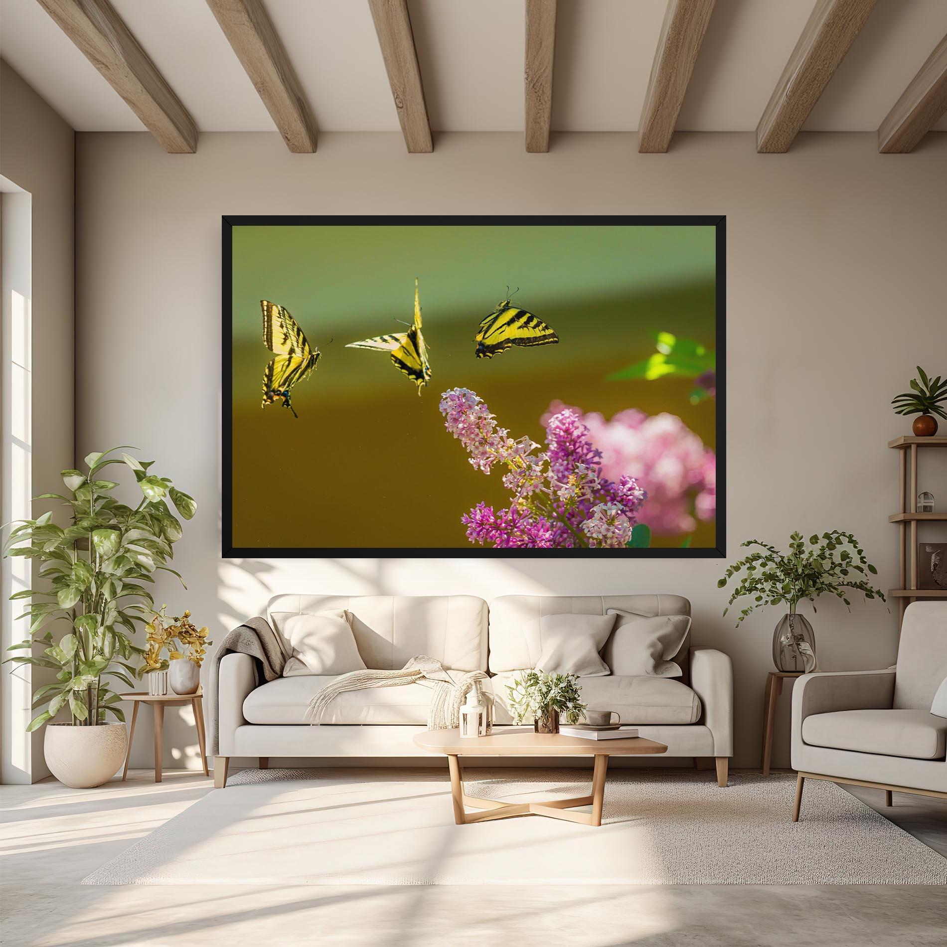 Tablou Canvas 3 Yellow Butterflies mockup 6