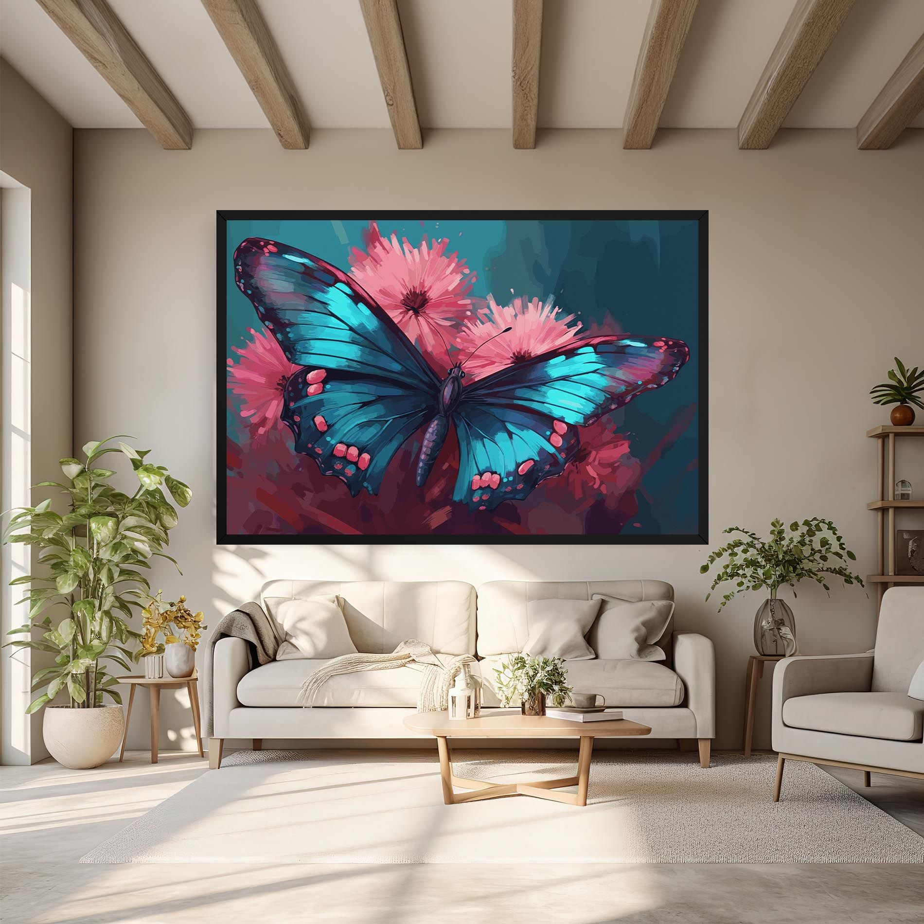 Blue Butterfly On Pink mockup 6
