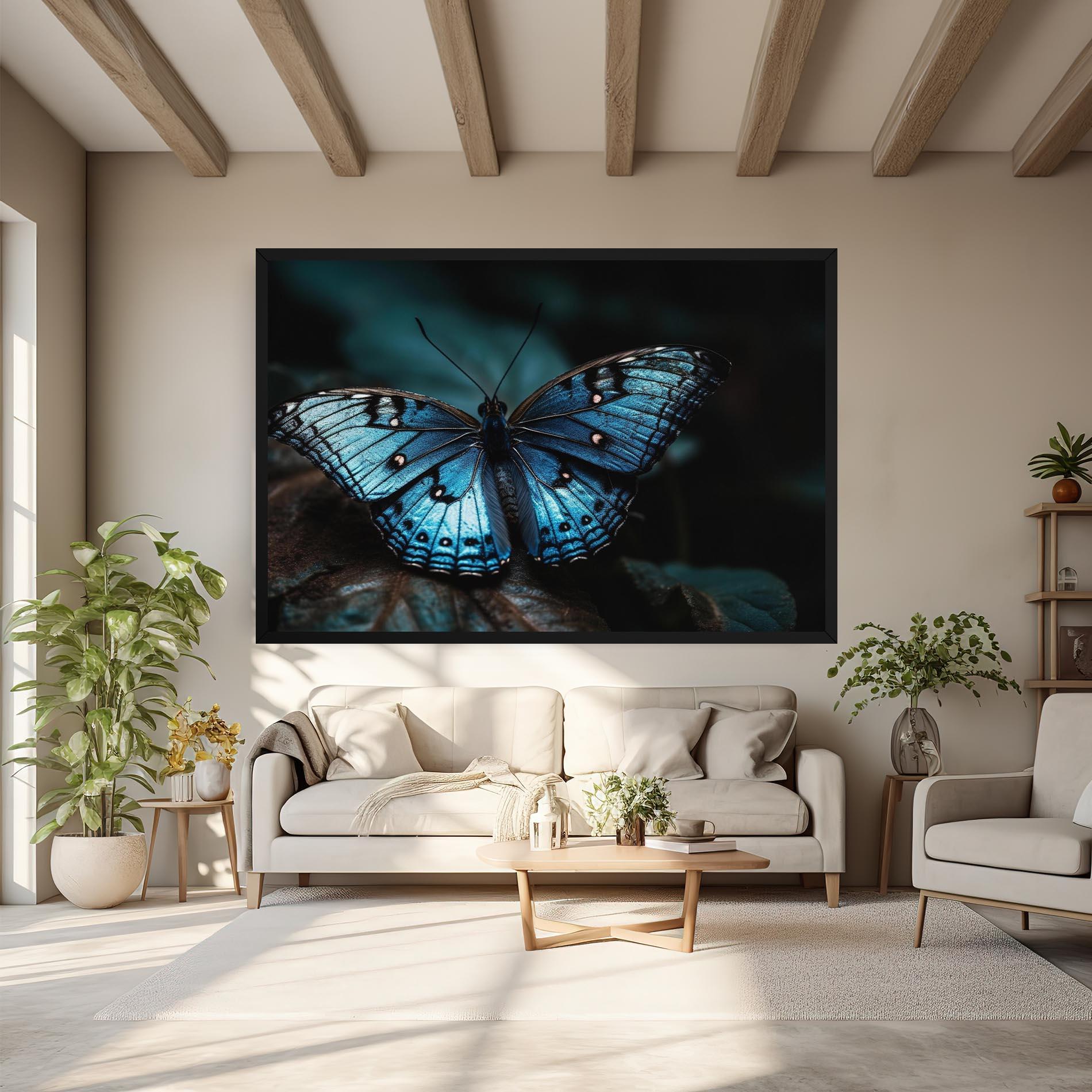 Tablou Canvas Dark Blue Buterfly mockup 6