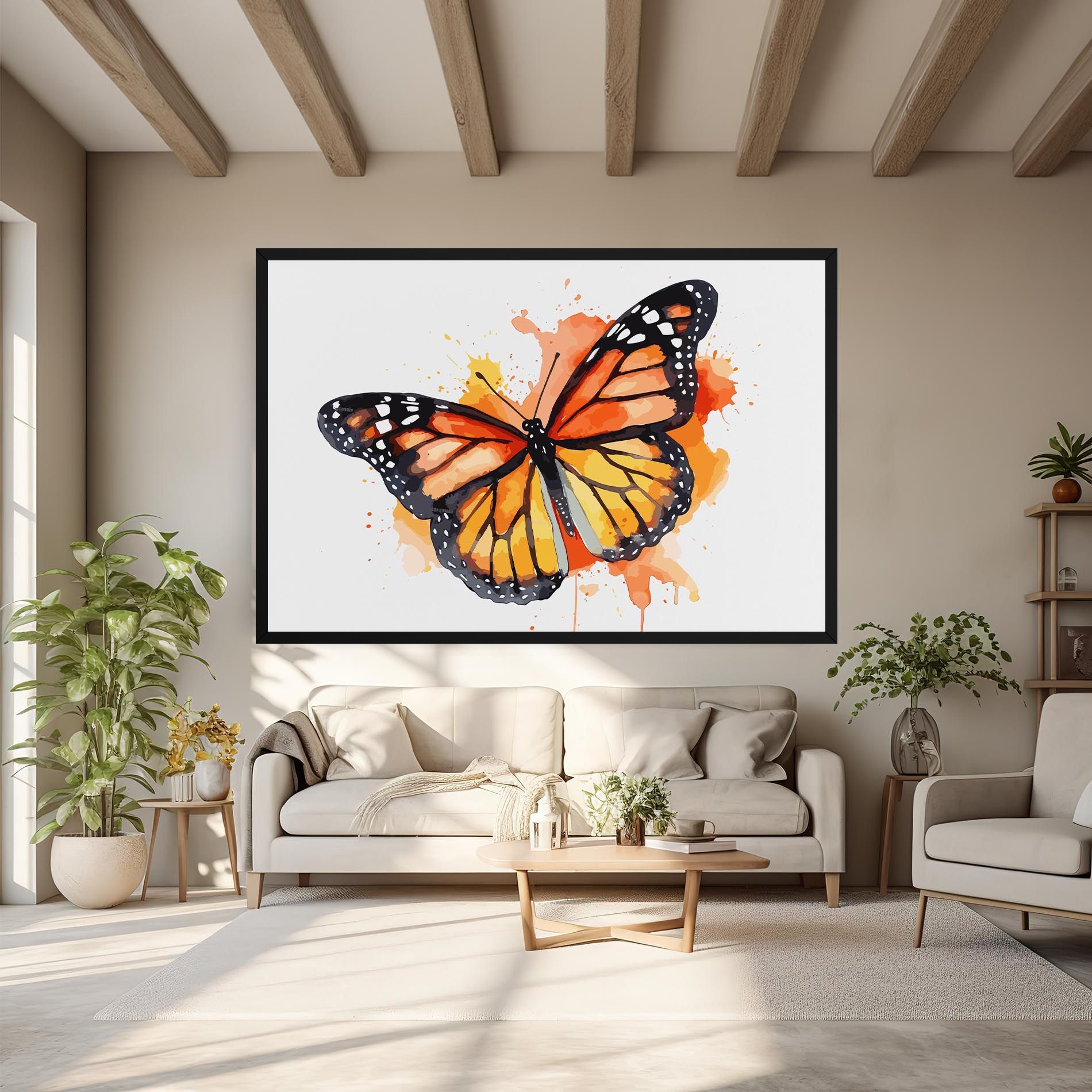 Orange Watercolor Butterfly mockup 6