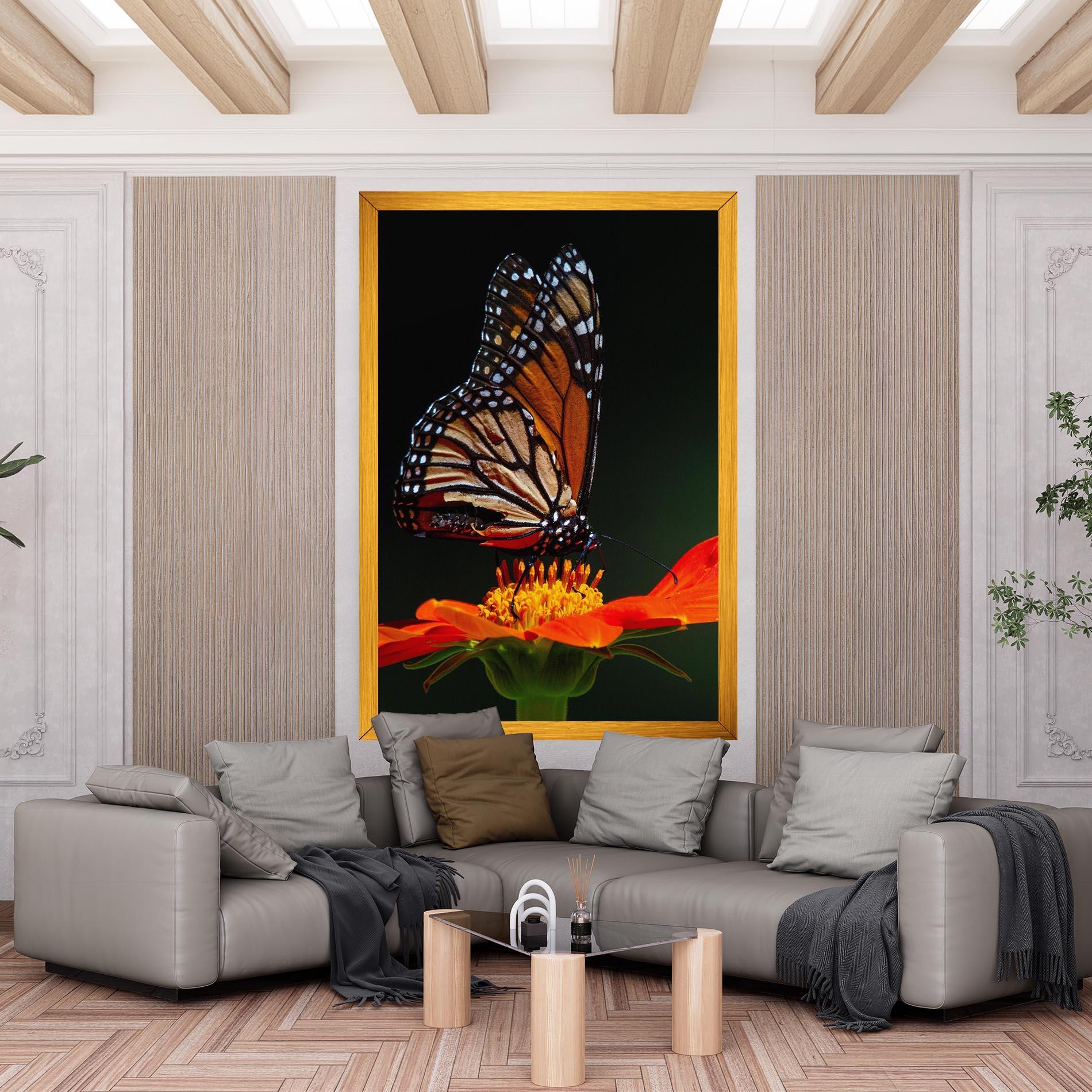 Tablou Canvas Dark Orange Butterfy mockup 6