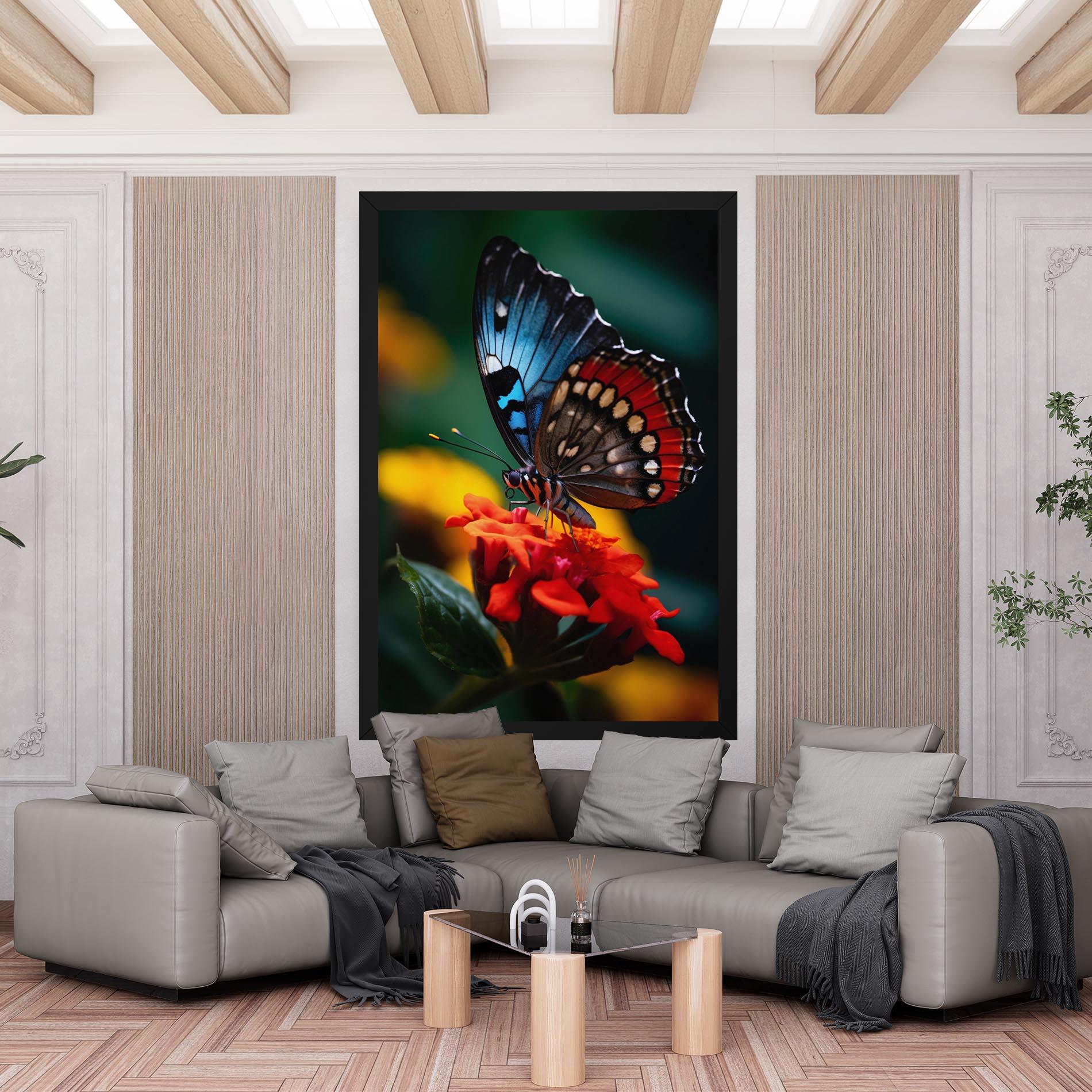 Tablou Canvas Blue Red Butterfly mockup 6