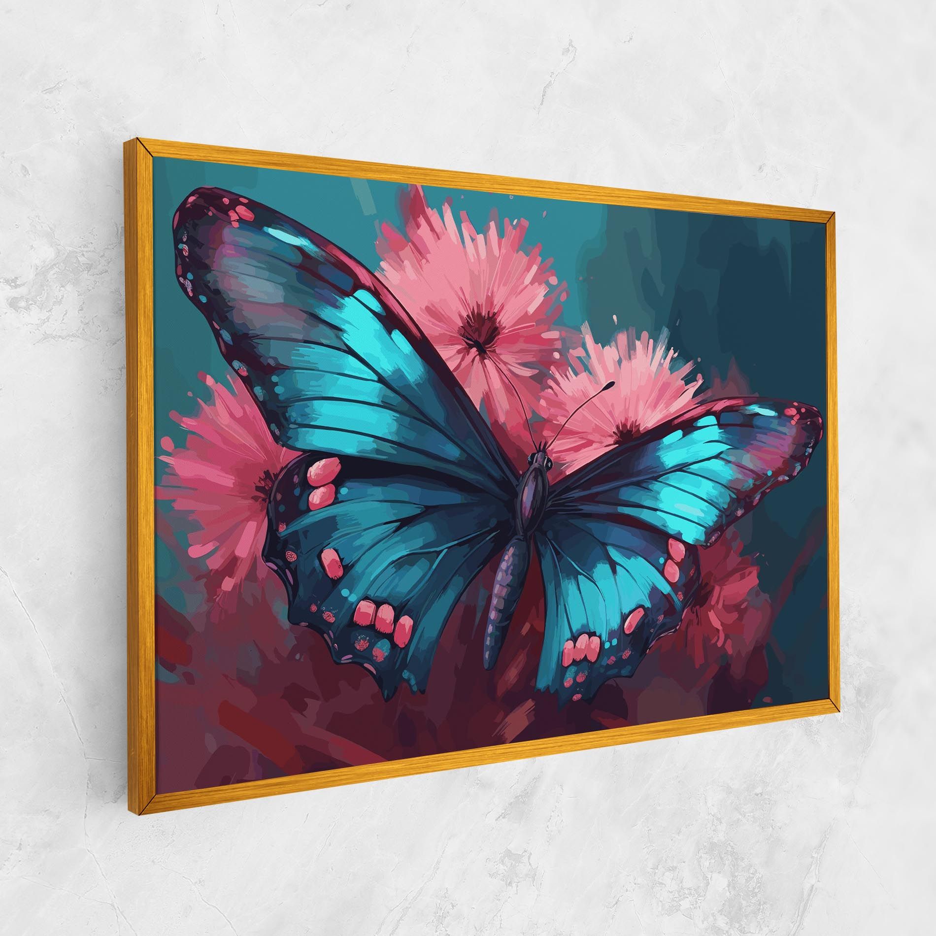 Blue Butterfly On Pink mockup 1