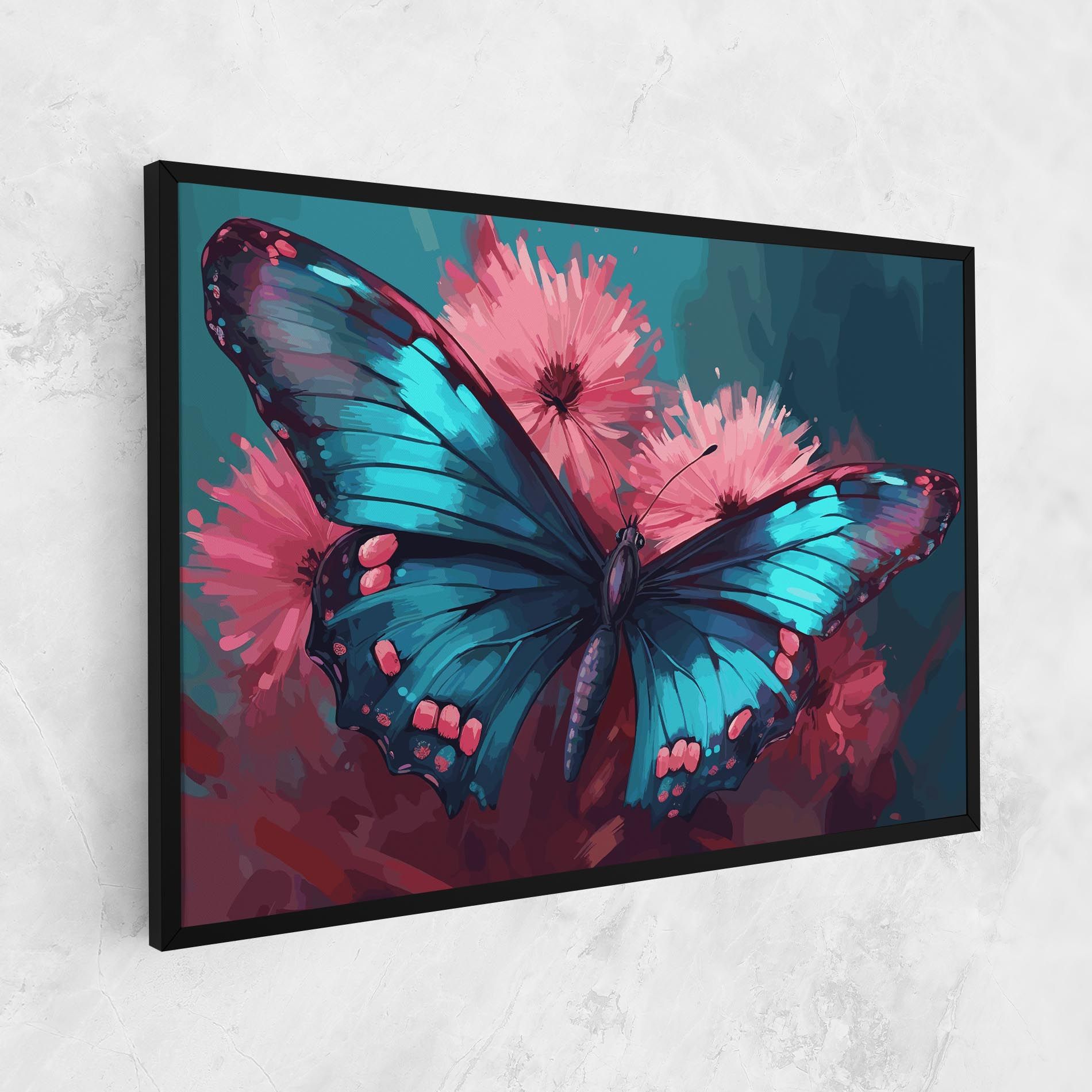 Blue Butterfly On Pink mockup 1