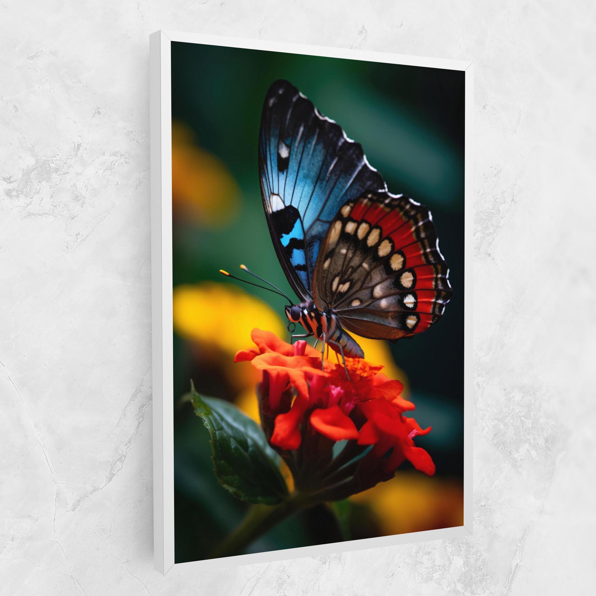 Tablou Canvas Blue Red Butterfly mockup 1