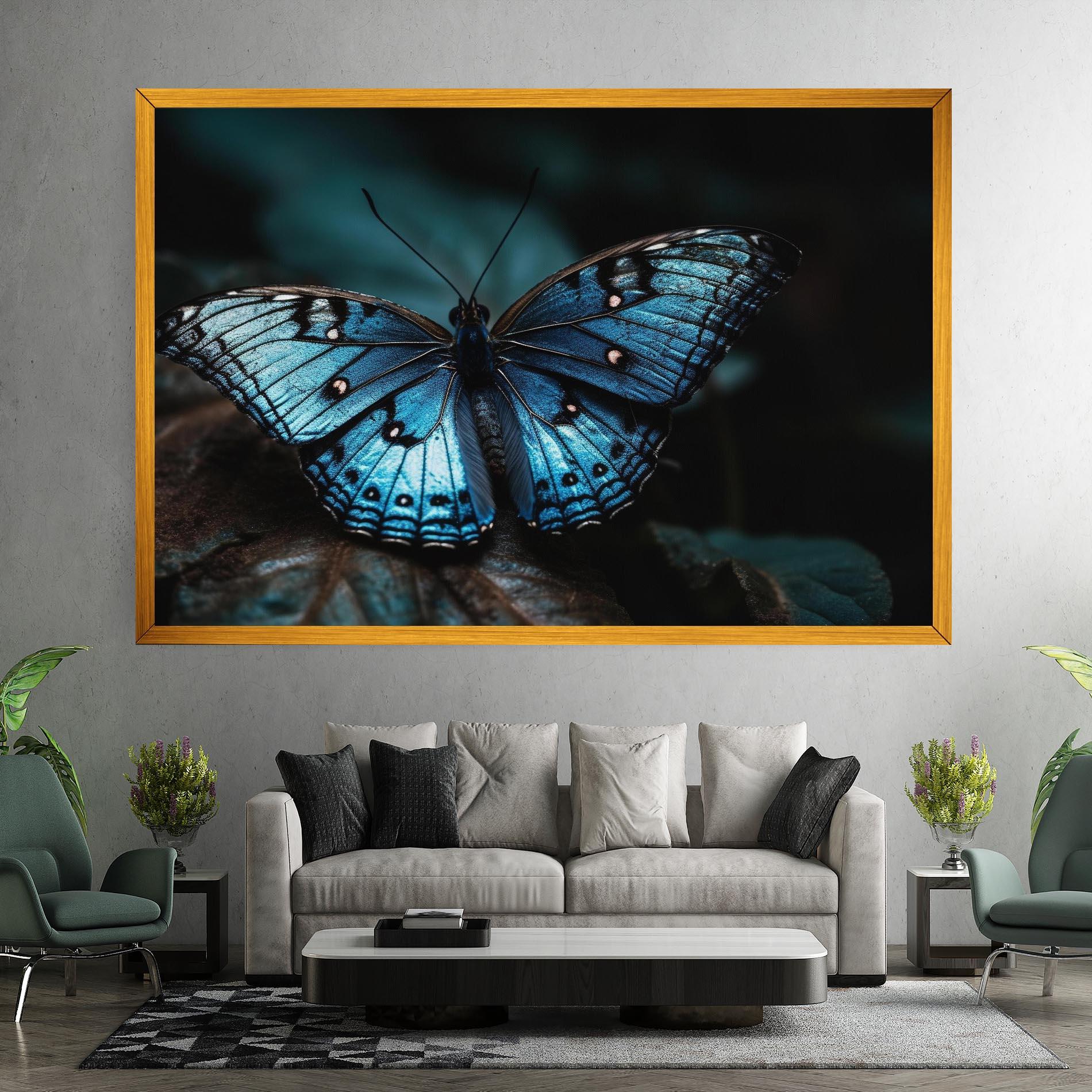 Tablou Canvas Dark Blue Buterfly mockup 7