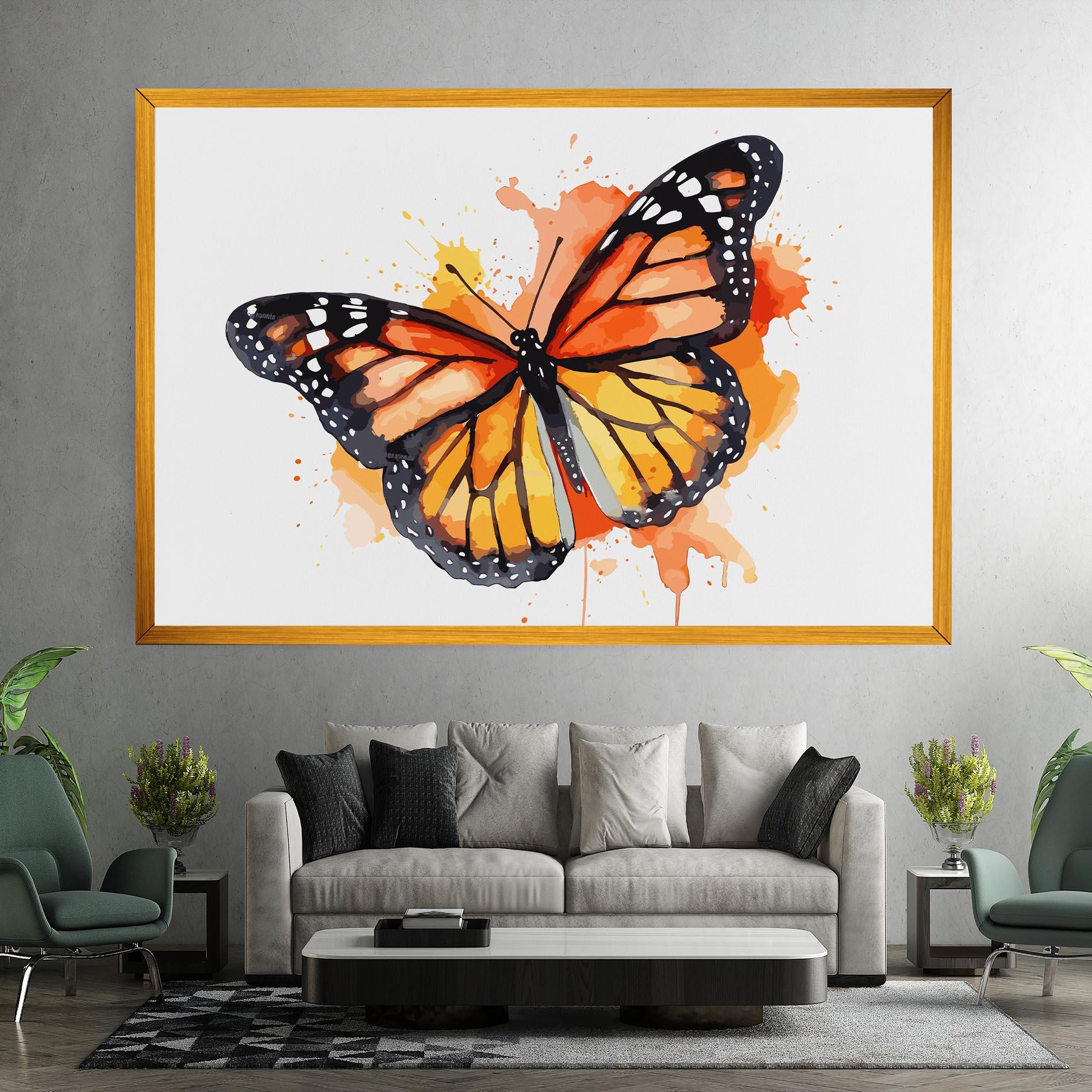 Tablou Canvas Orange Watercolor Butterfly mockup 7