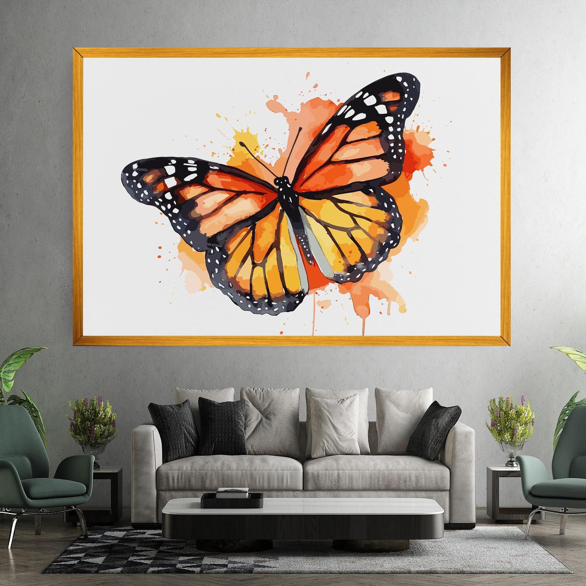 Orange Watercolor Butterfly mockup 7