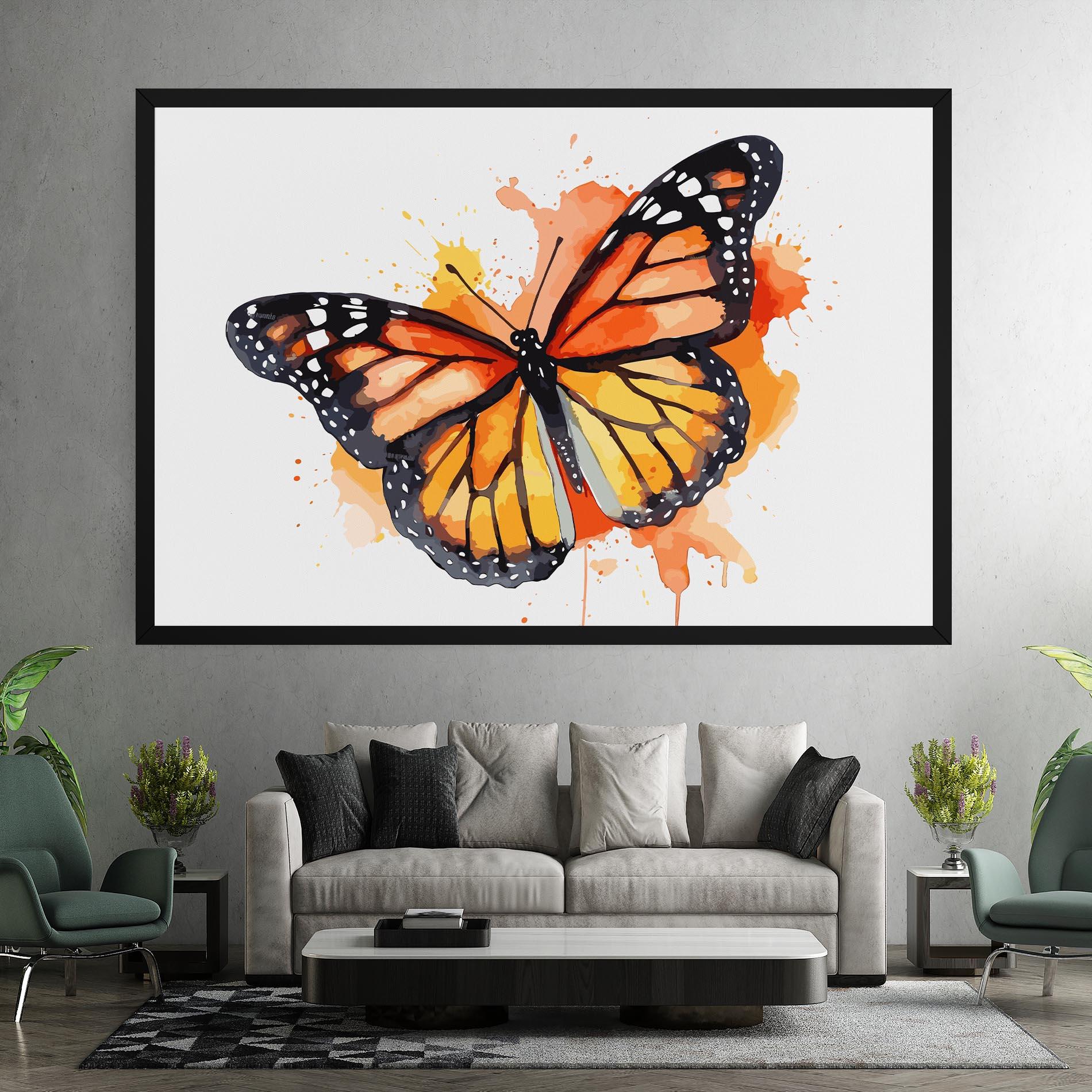 Tablou Canvas Orange Watercolor Butterfly mockup 7