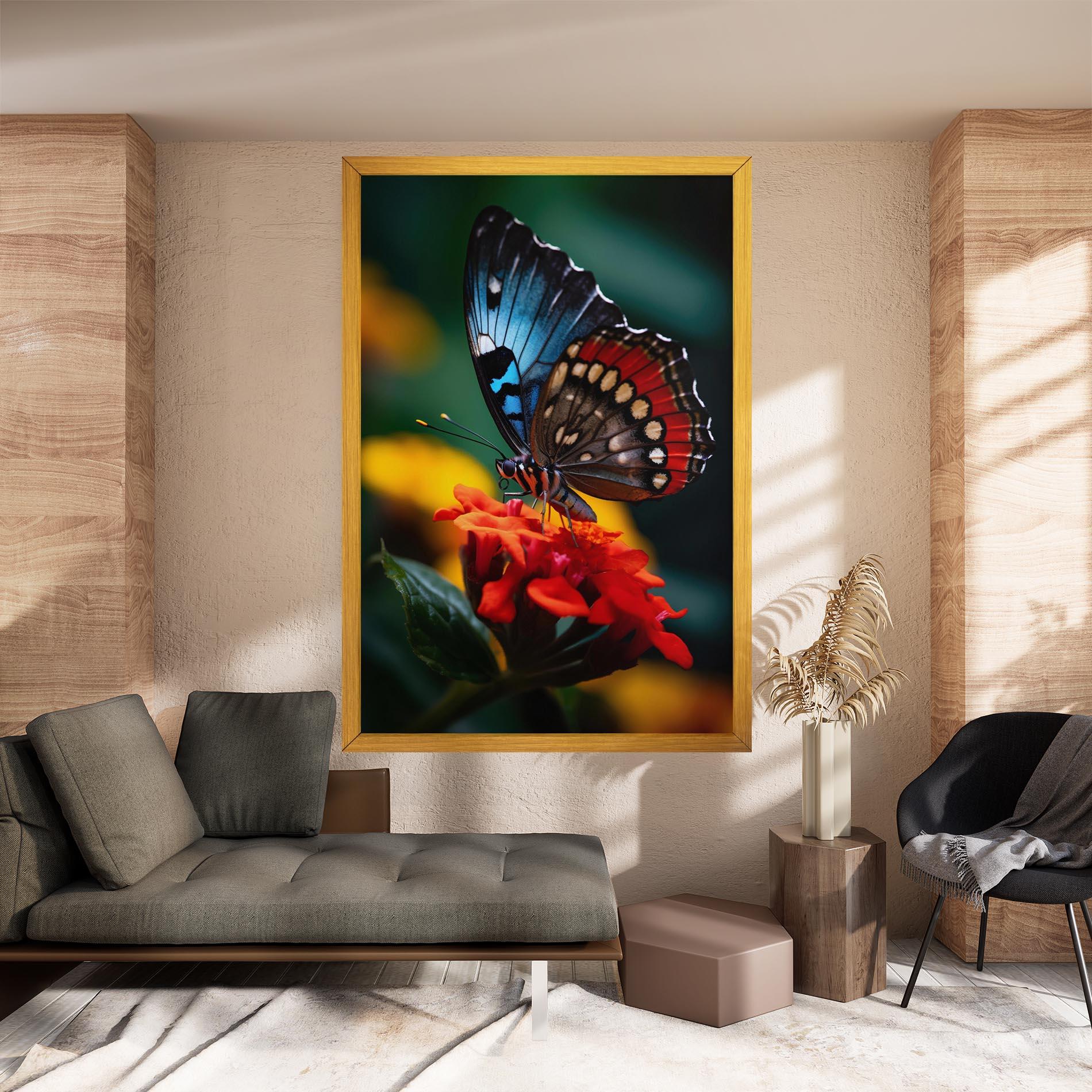 Tablou Canvas Blue Red Butterfly mockup 8