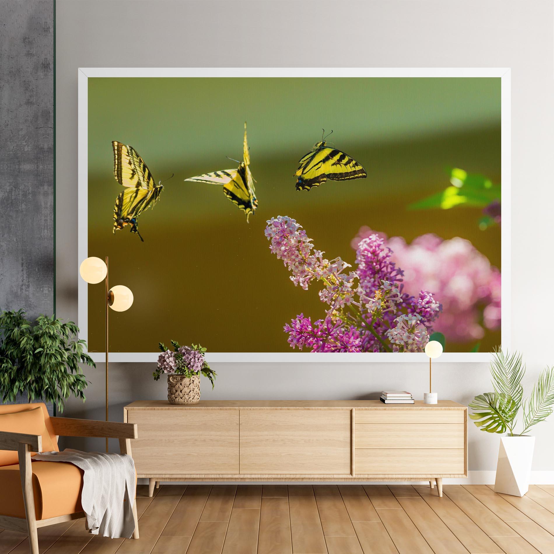 Tablou Canvas 3 Yellow Butterflies mockup 9
