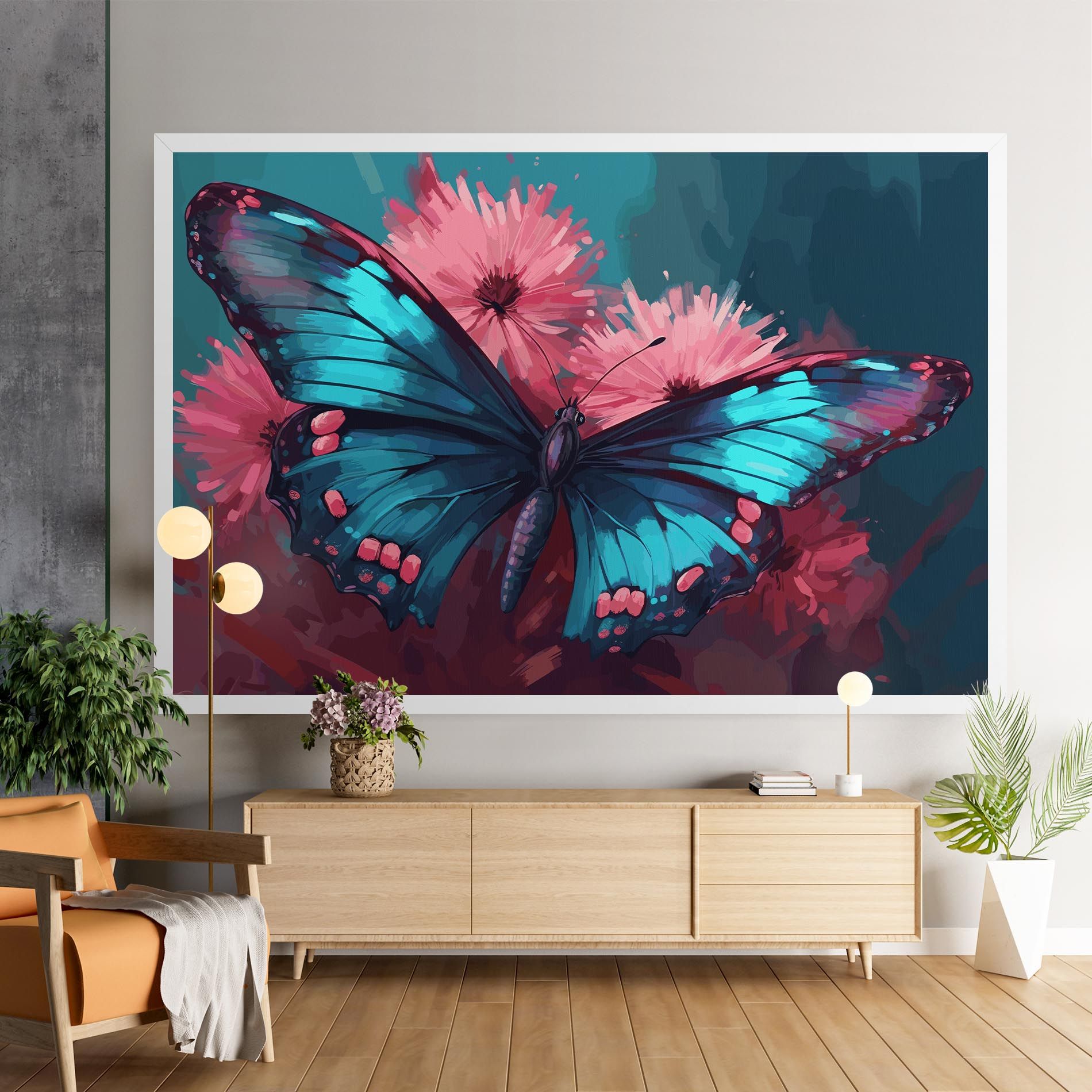 Blue Butterfly On Pink mockup 9
