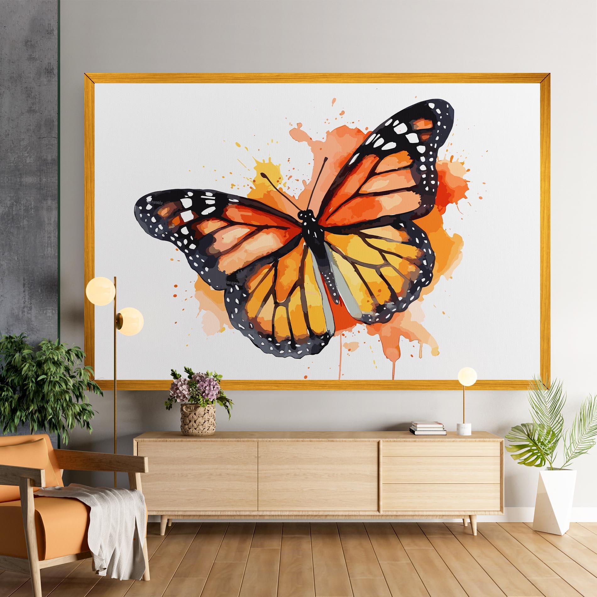 Tablou Canvas Orange Watercolor Butterfly mockup 9