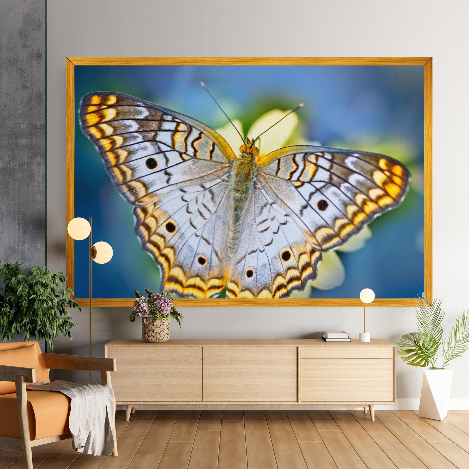 Tablou Canvas Yellow Grey Butterfly mockup 9