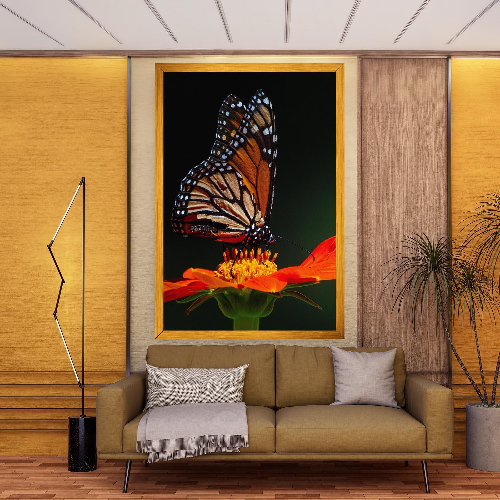 Tablou Canvas Dark Orange Butterfy mockup 9