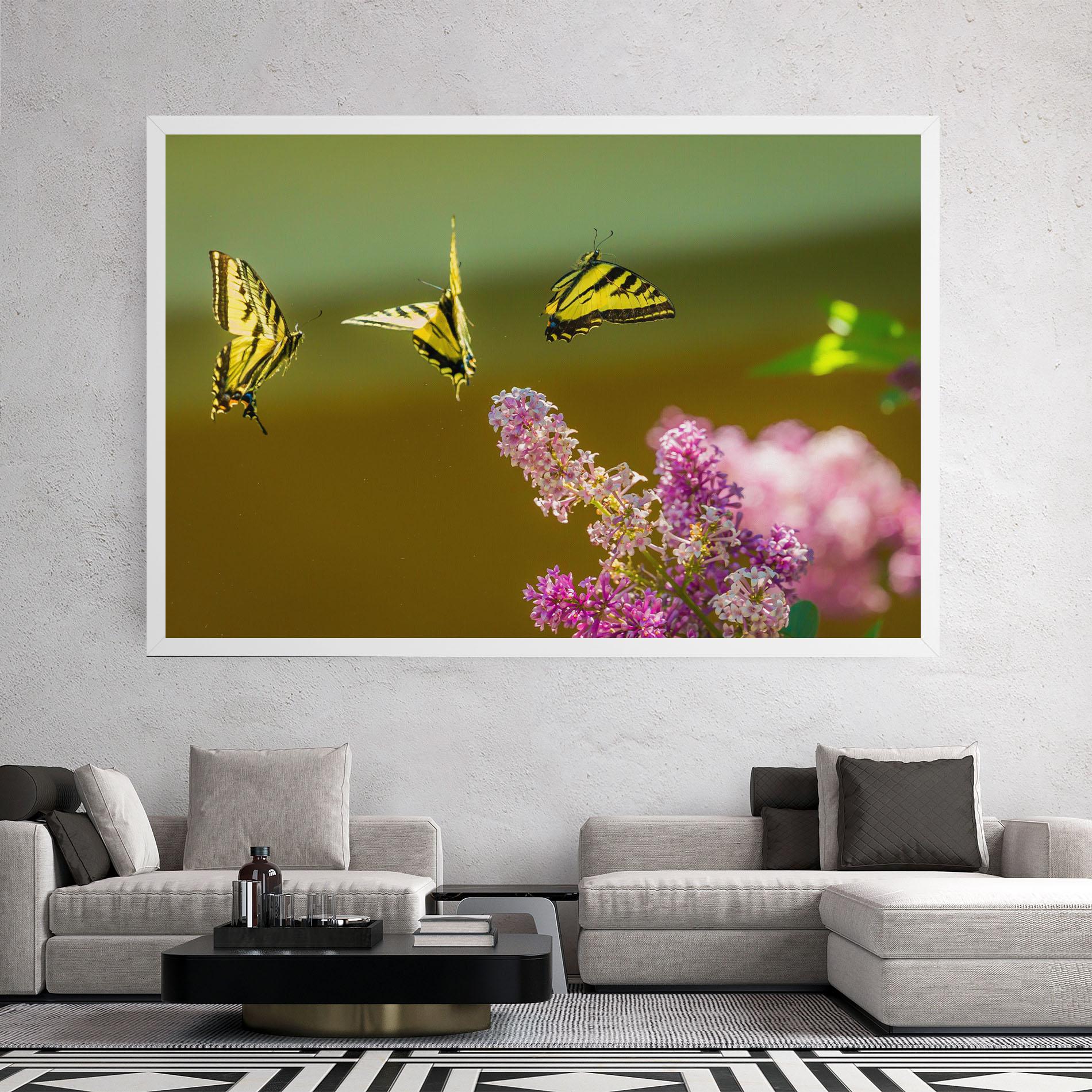 Tablou Canvas 3 Yellow Butterflies mockup 2
