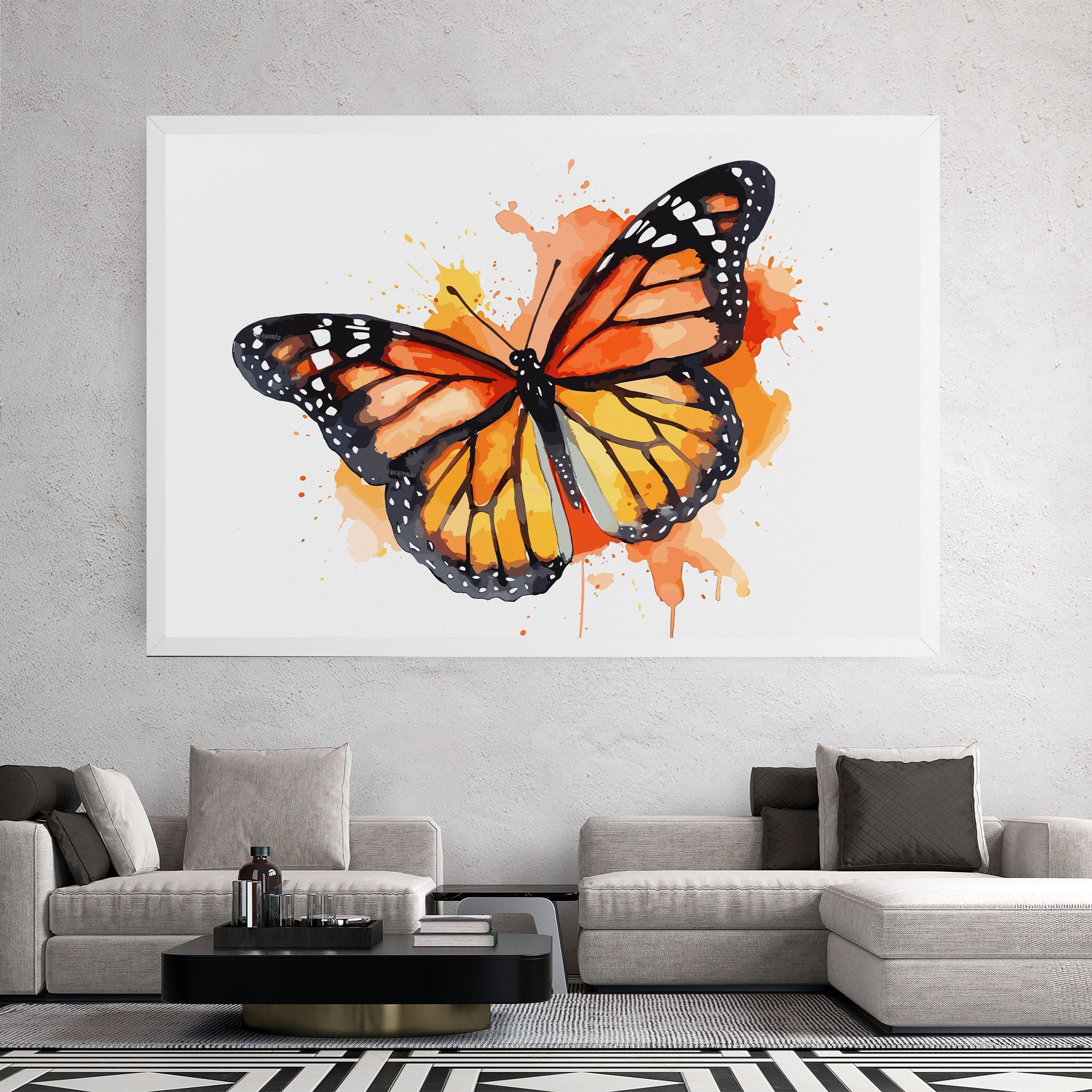 Orange Watercolor Butterfly mockup 2