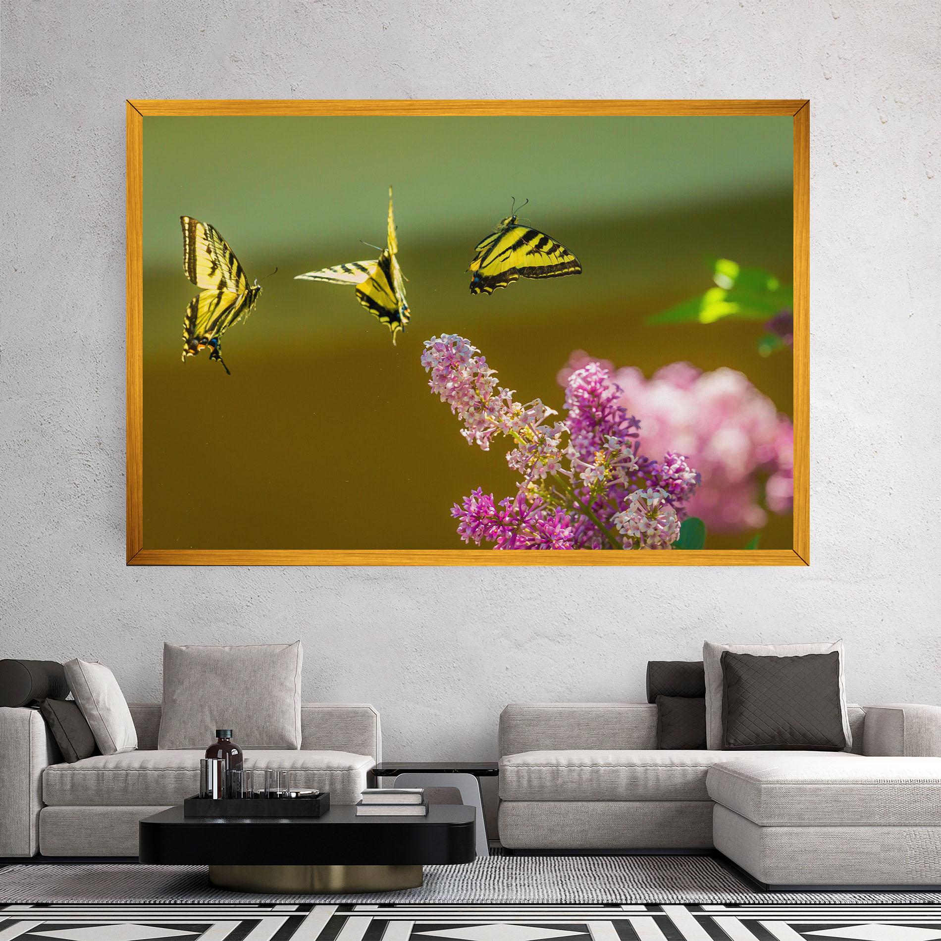 Tablou Canvas 3 Yellow Butterflies mockup 2