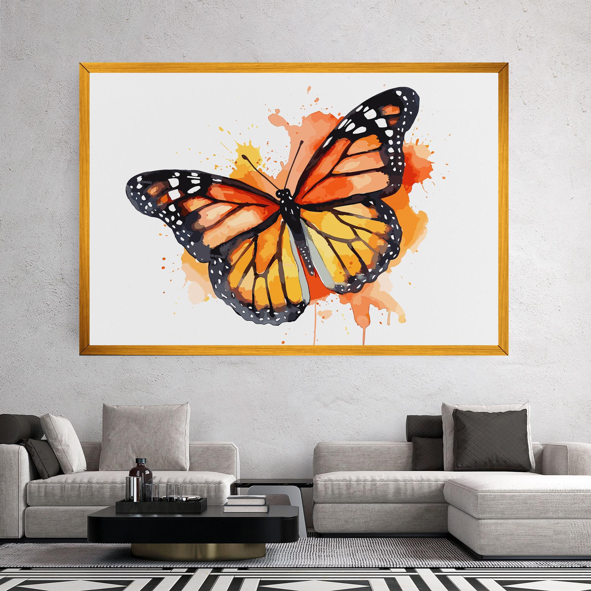 Tablou Canvas Orange Watercolor Butterfly mockup 2