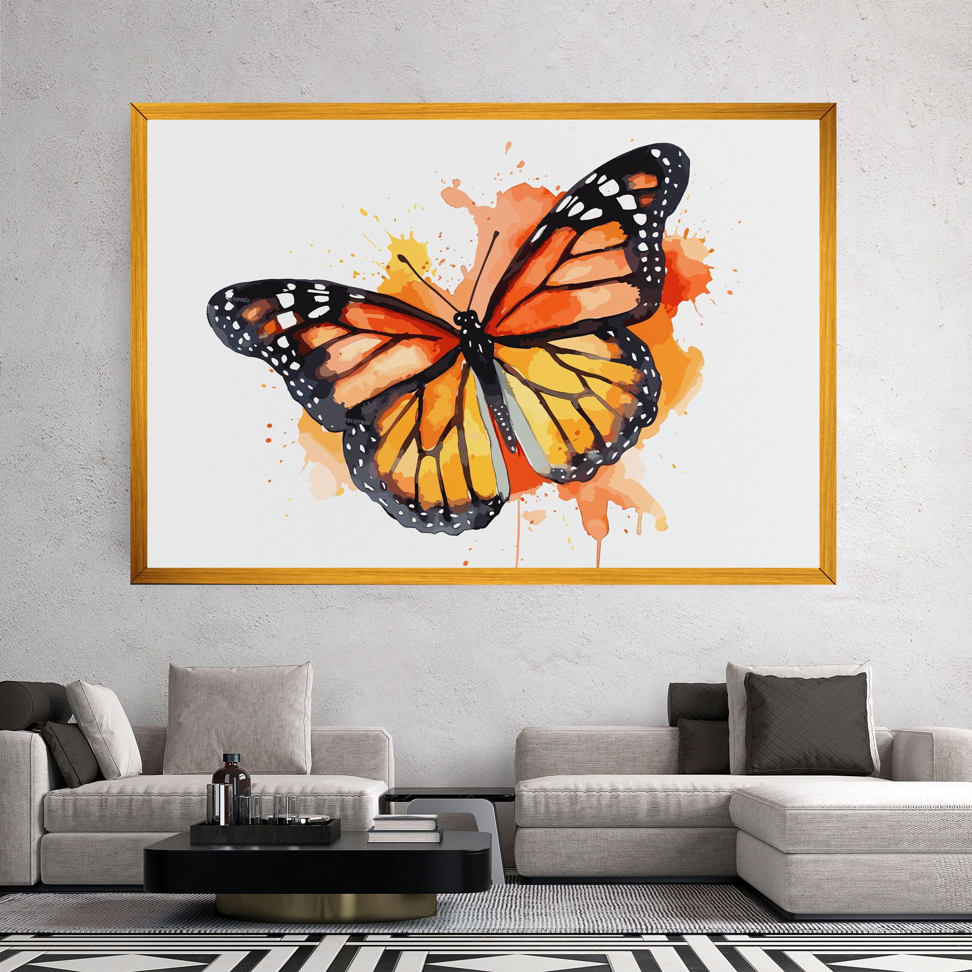Orange Watercolor Butterfly mockup 2