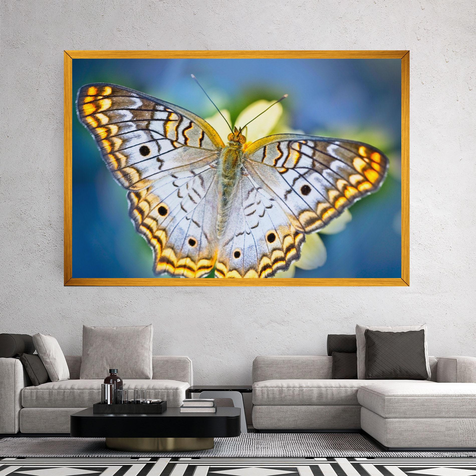 Tablou Canvas Yellow Grey Butterfly mockup 2