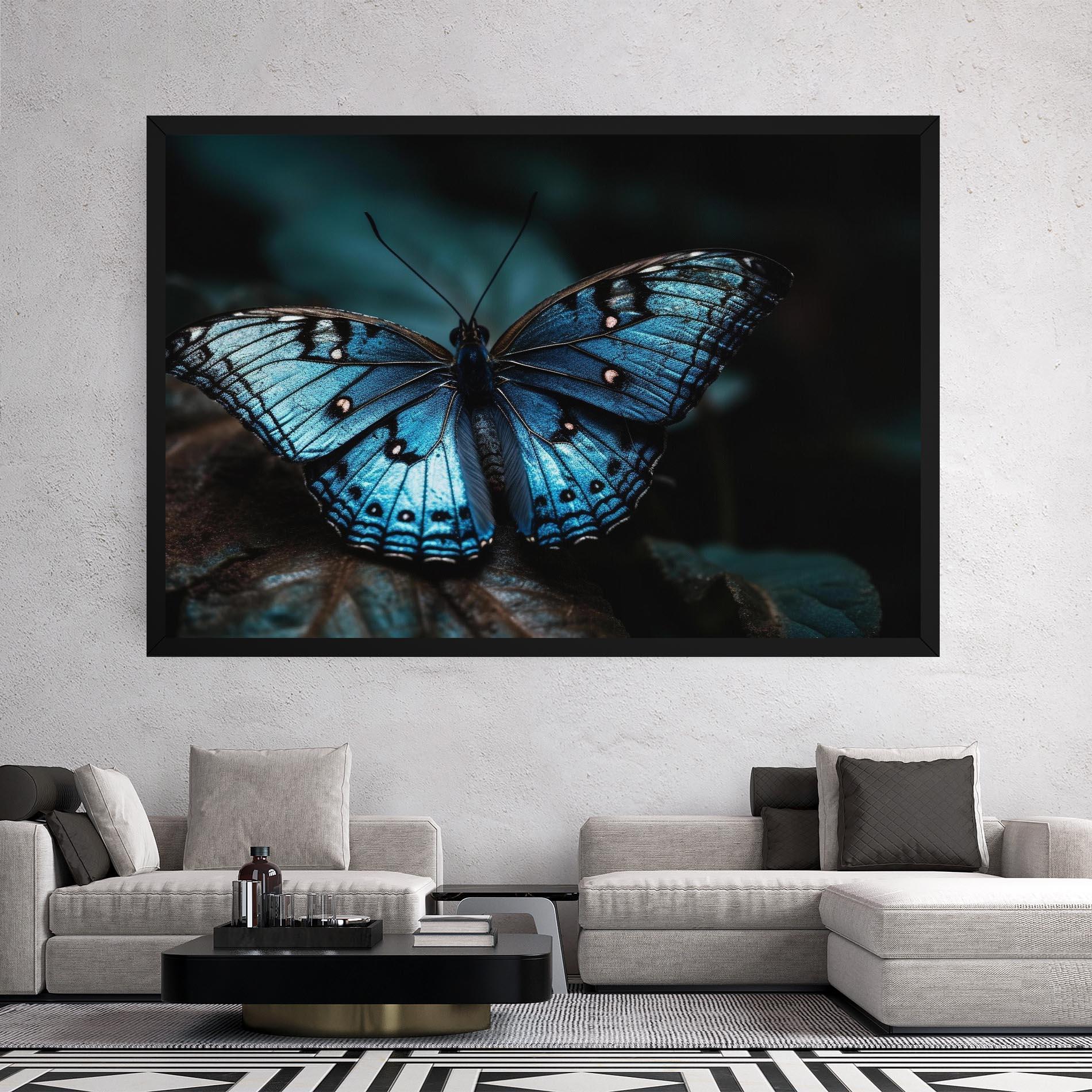 Tablou Canvas Dark Blue Buterfly mockup 2