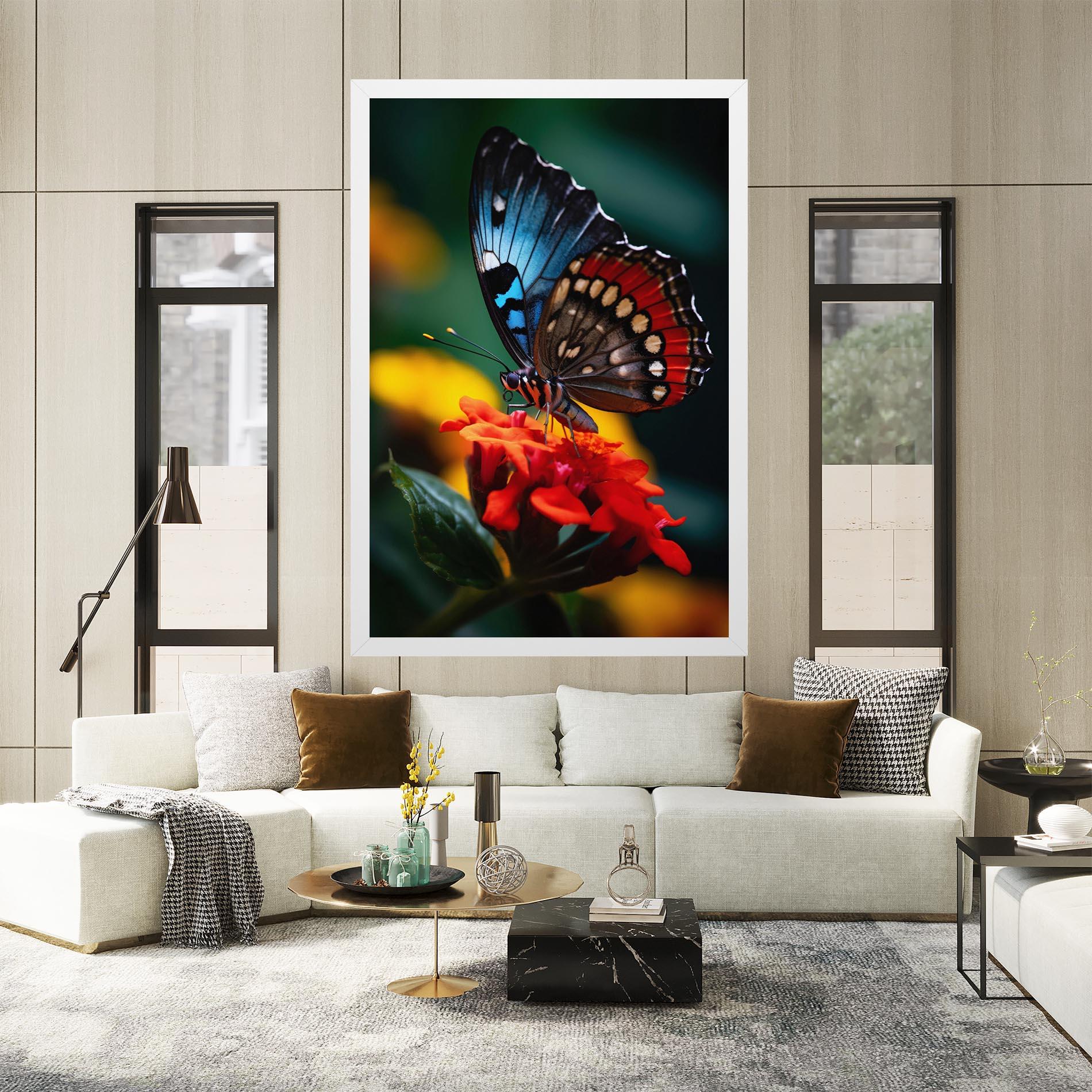 Tablou Canvas Blue Red Butterfly mockup 2