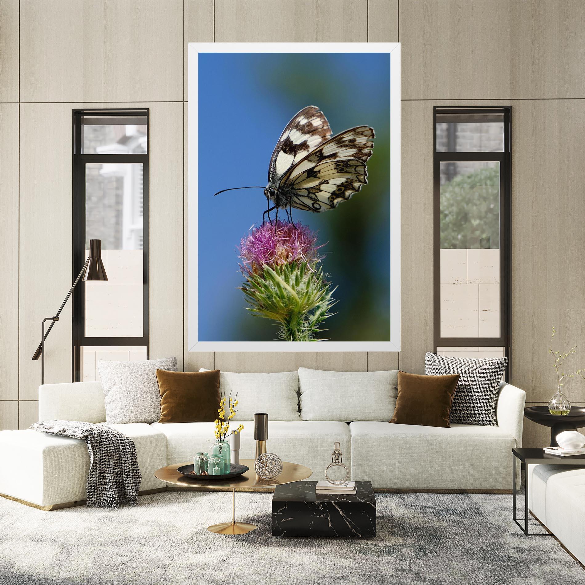 Tablou Canvas Grey White Butterfly mockup 2