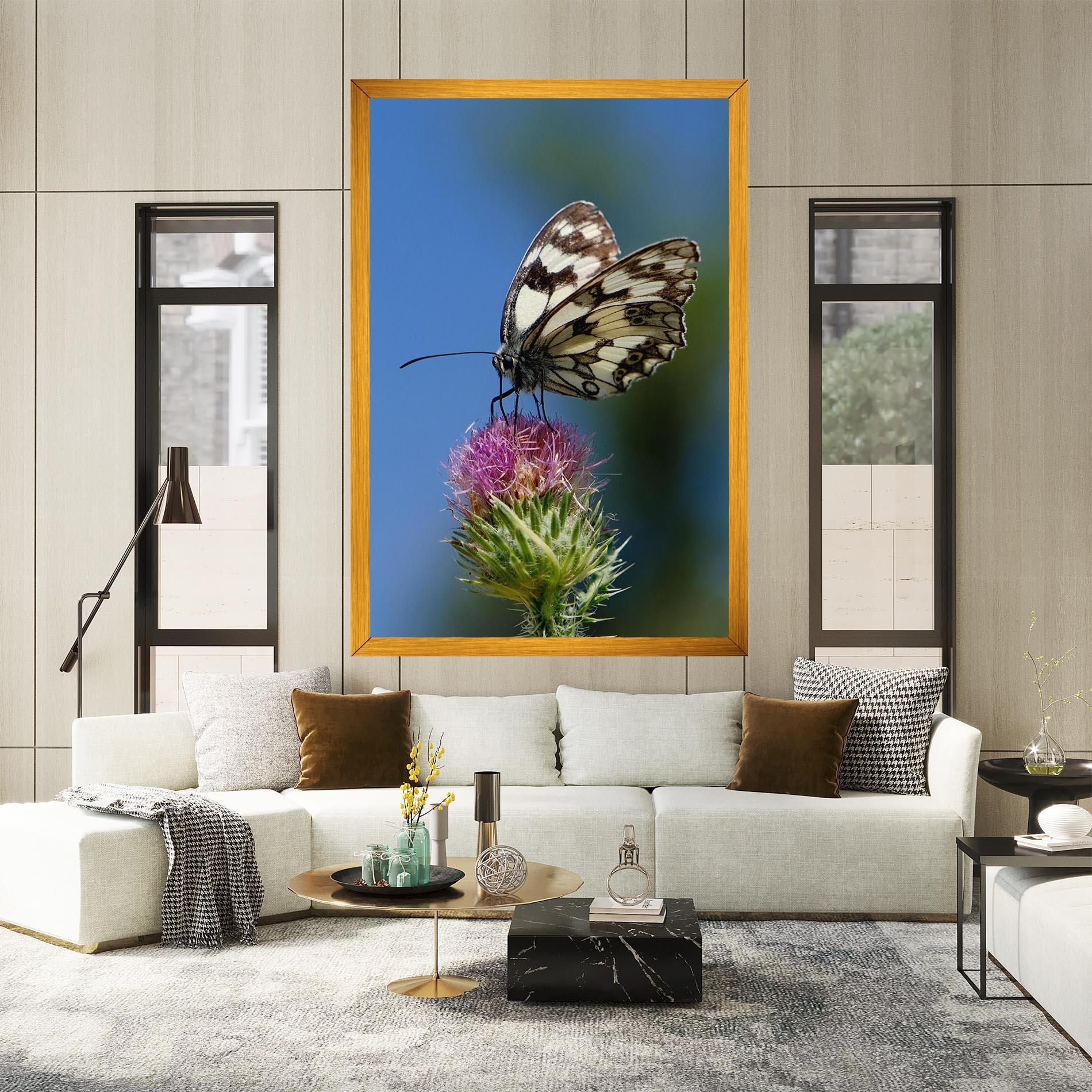 Tablou Canvas Grey White Butterfly mockup 2