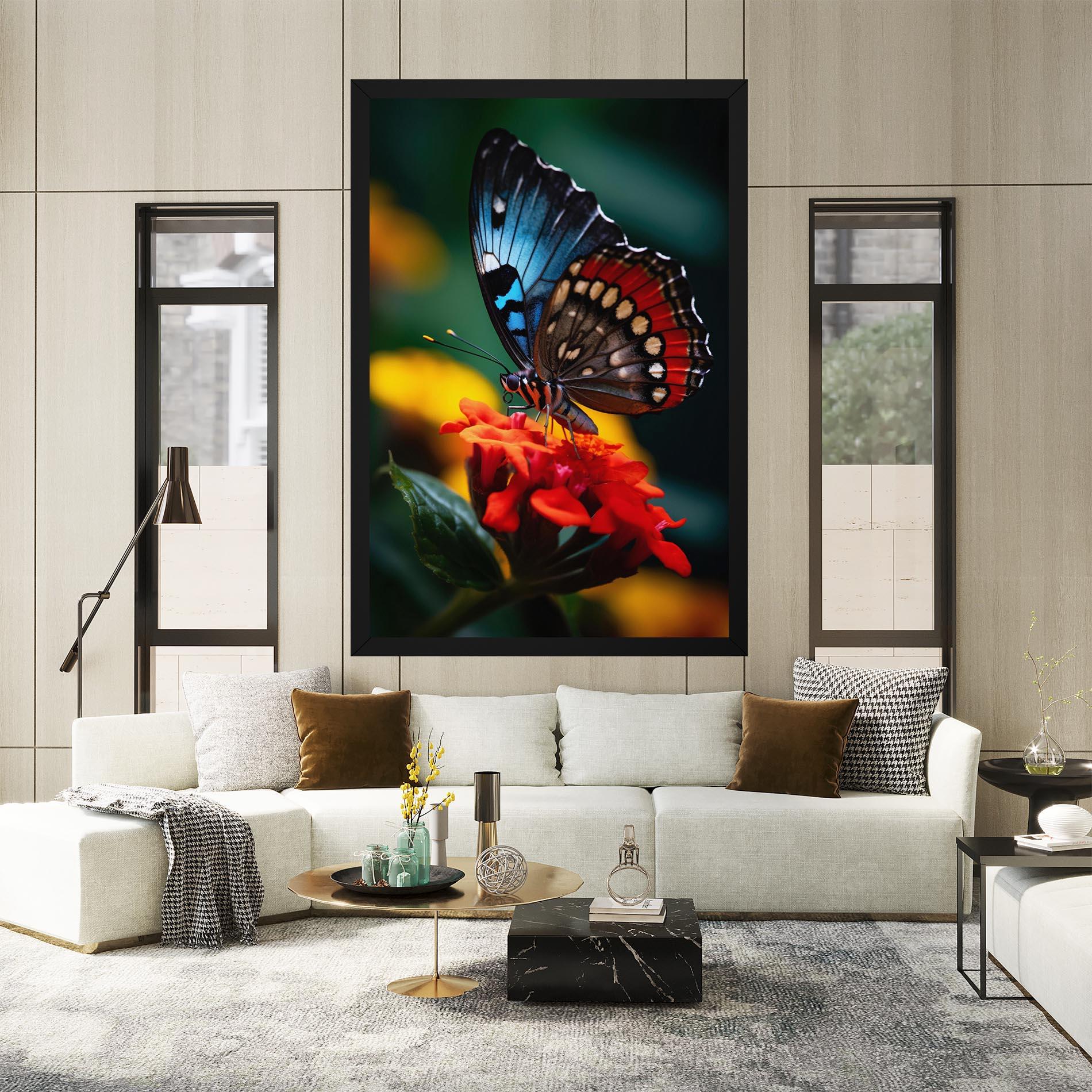 Tablou Canvas Blue Red Butterfly mockup 2