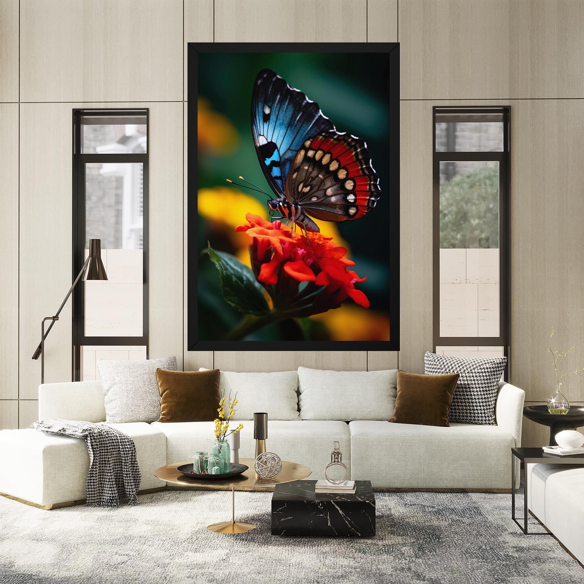 Blue Red Butterfly mockup 2