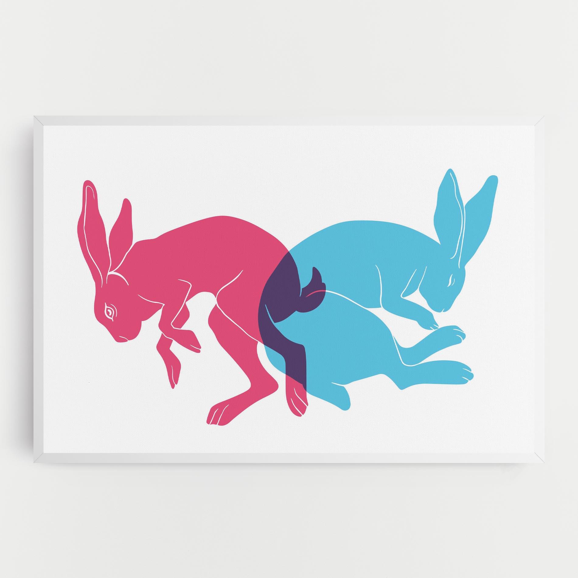 Tablou Canvas Rabbits Riso mockup 0