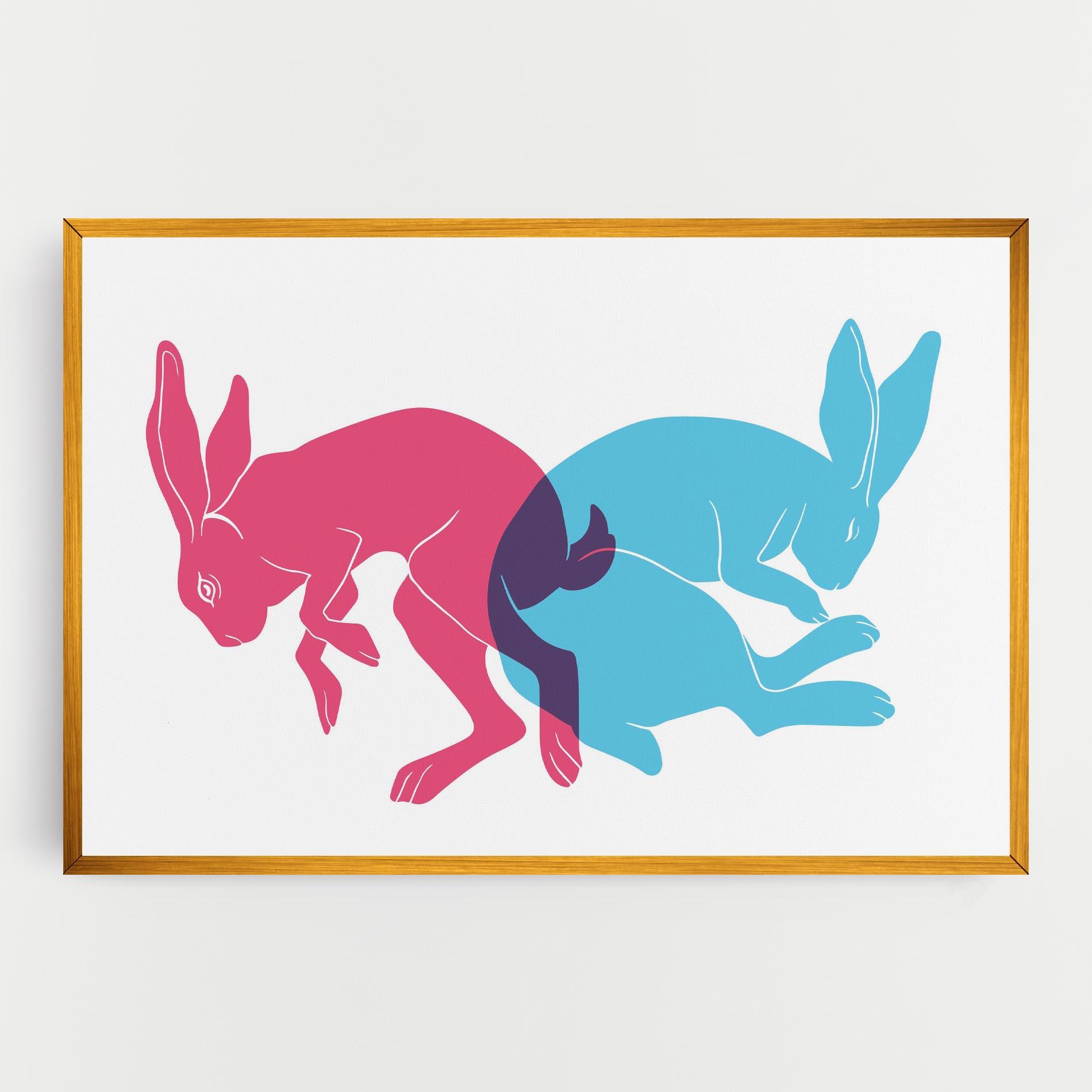 Tablou Canvas Rabbits Riso mockup 0