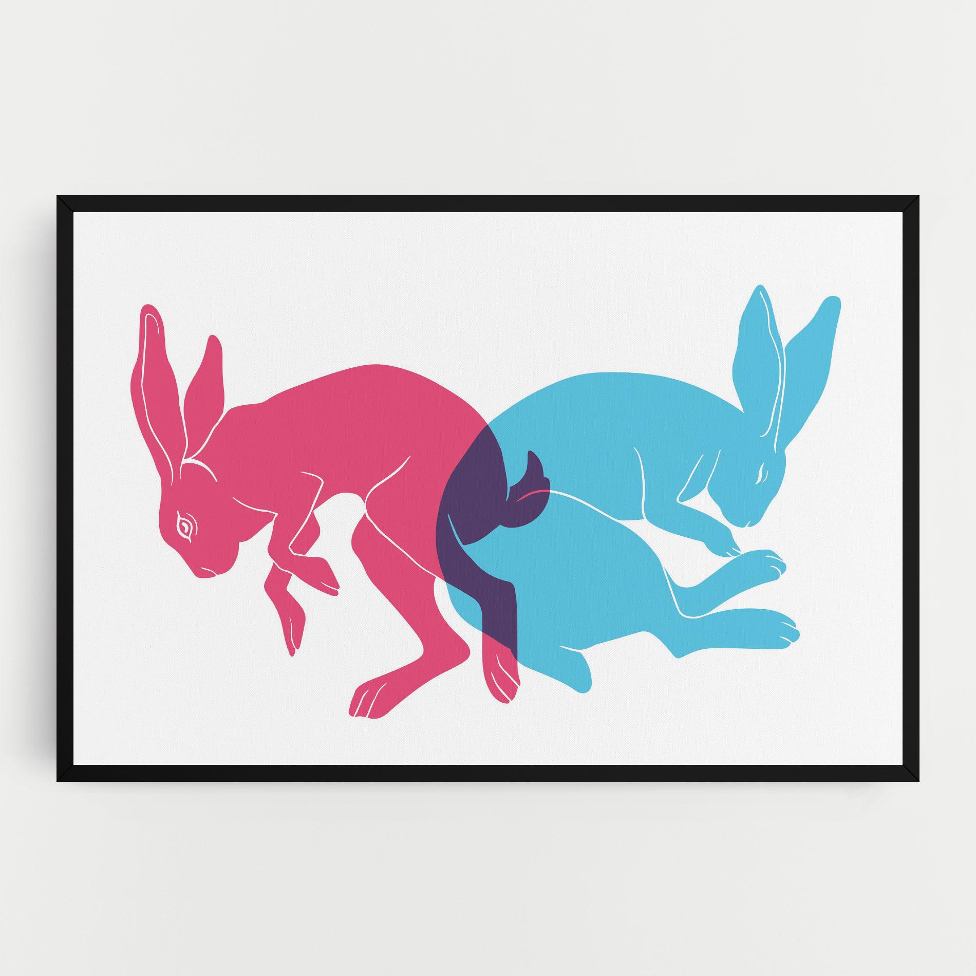 Tablou Canvas Rabbits Riso mockup 0