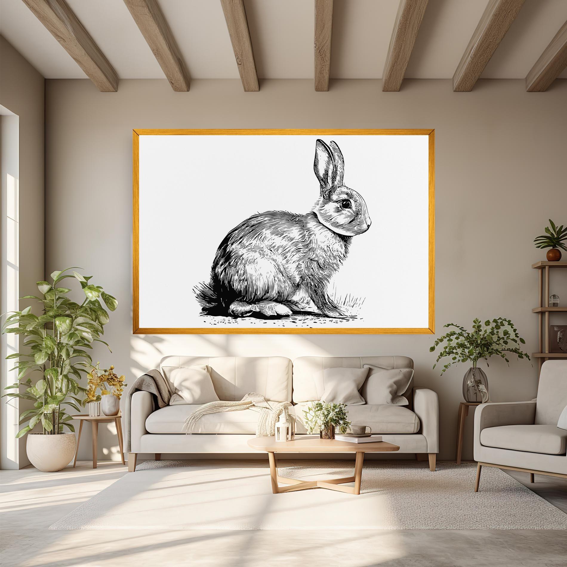 Tablou Canvas Bunny Black Lines mockup 6