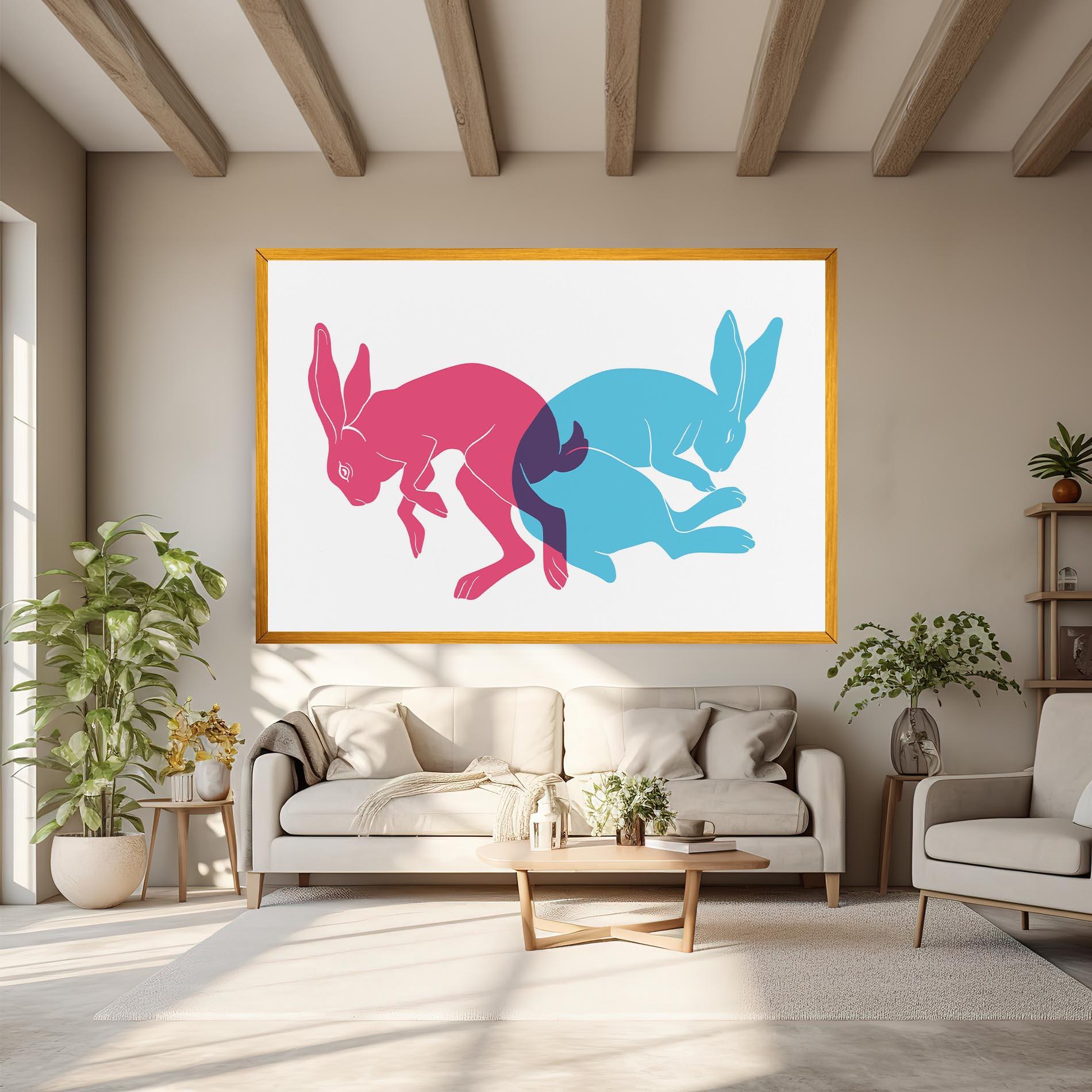 Tablou Canvas Rabbits Riso mockup 6