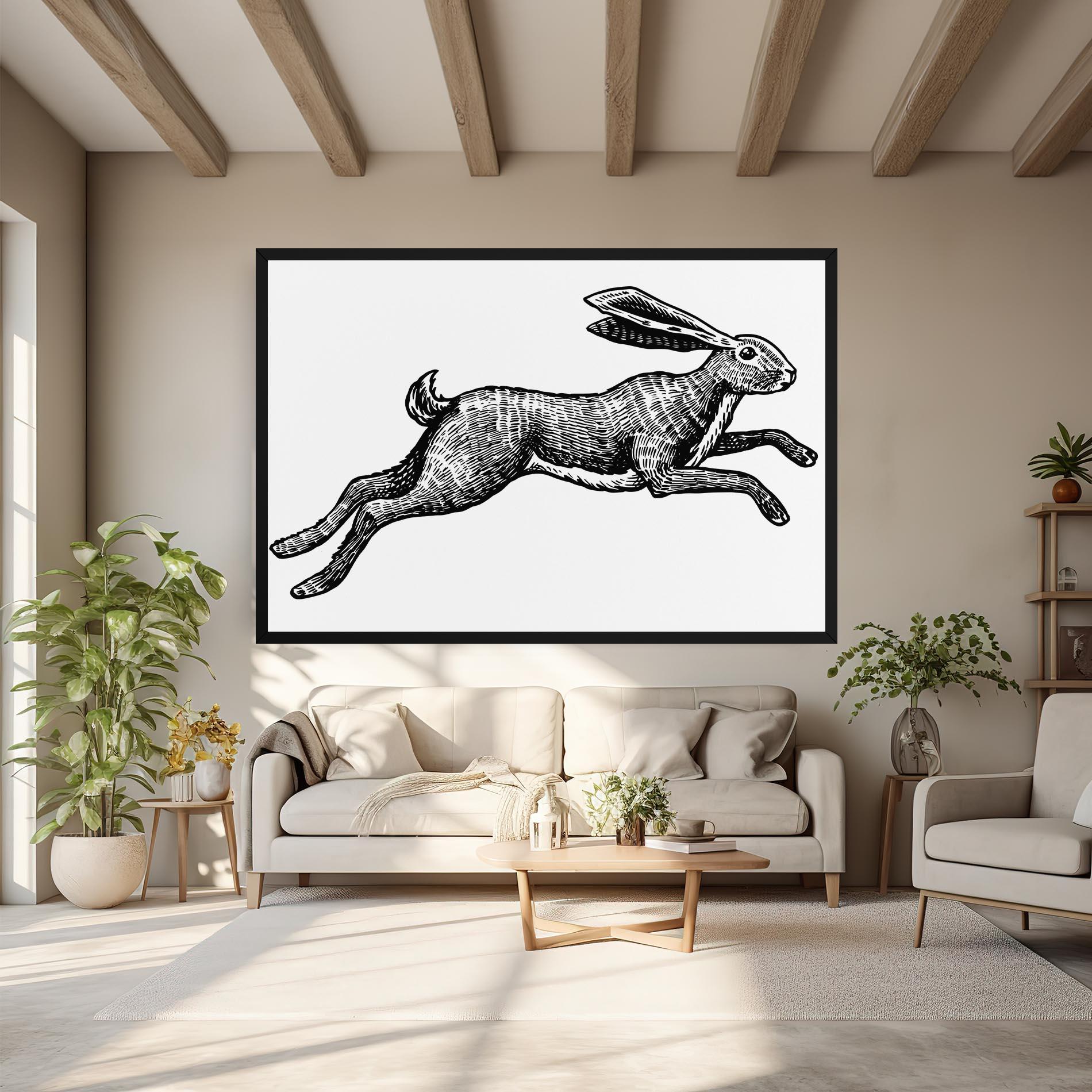 Tablou Canvas Black Line Bunny mockup 6
