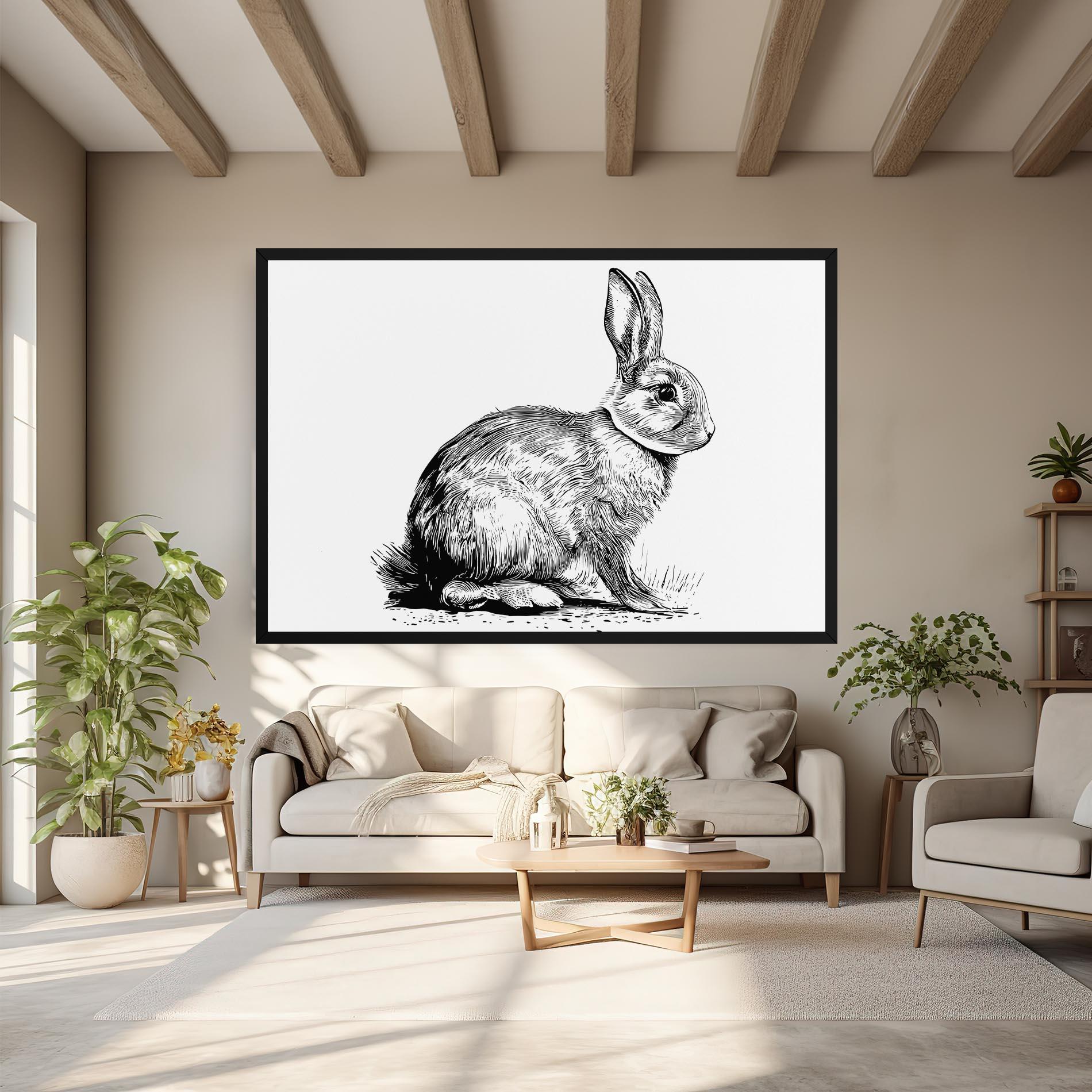 Tablou Canvas Bunny Black Lines mockup 6