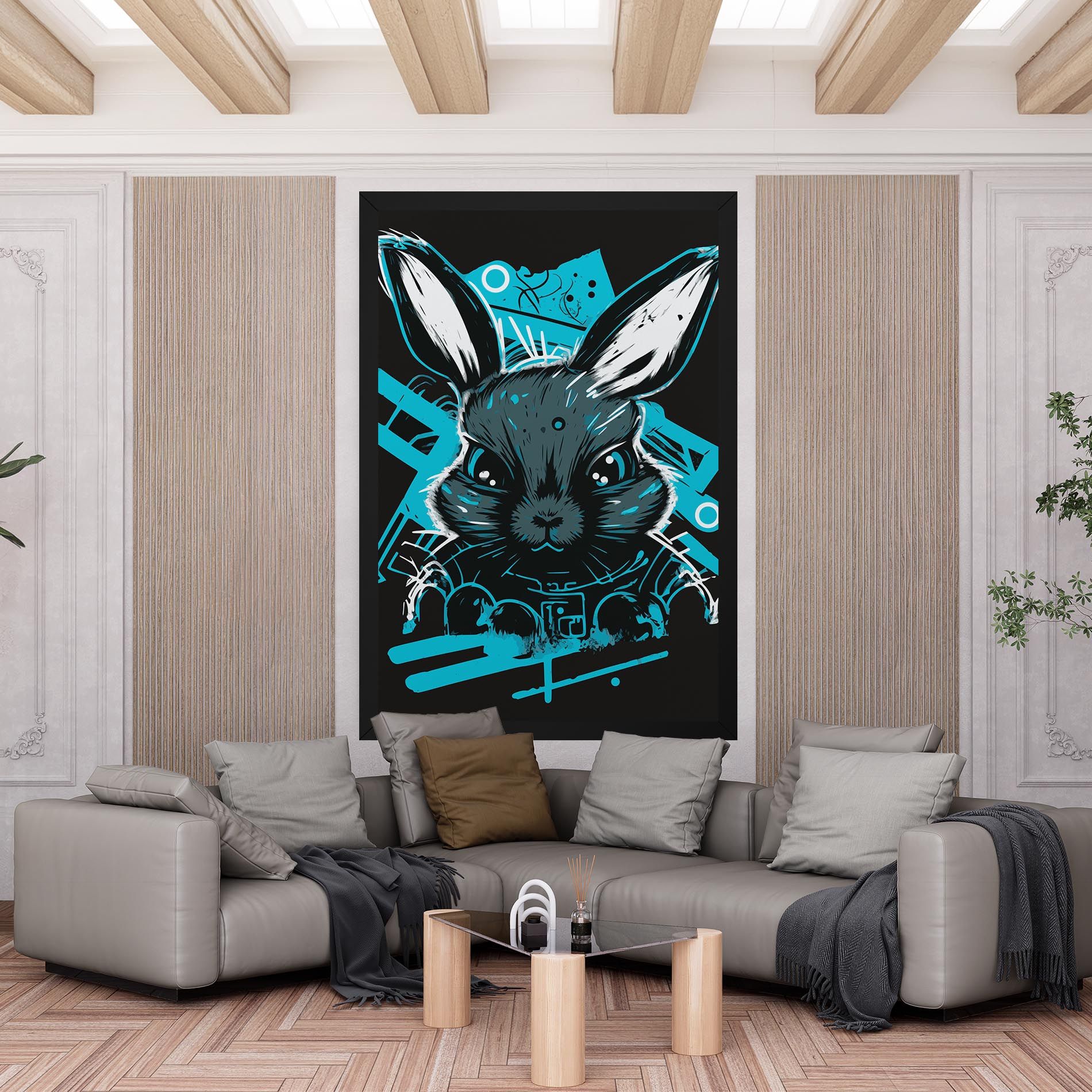 Grey Blue Bunny mockup 6