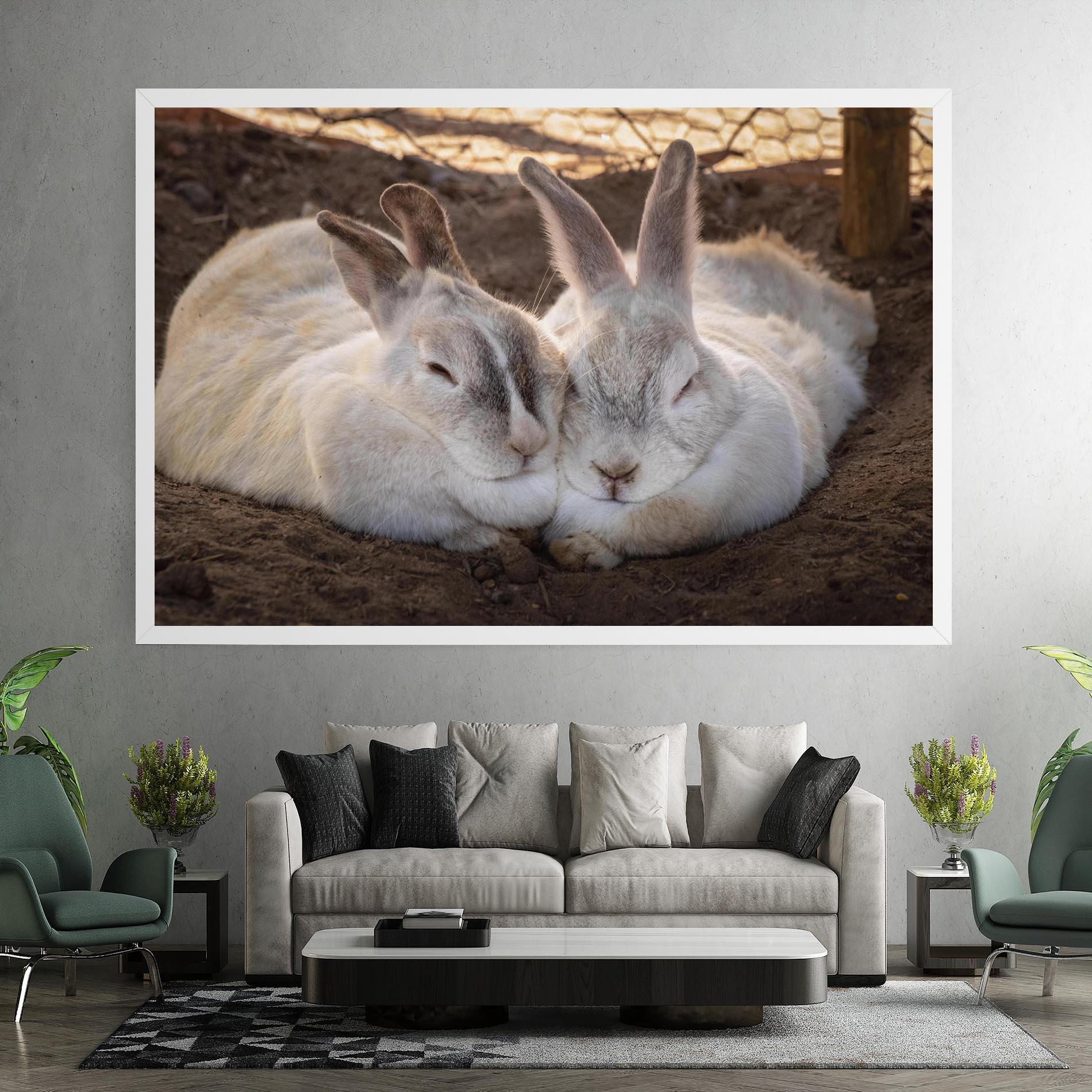 Tablou Canvas Light Grey Bunny Sleeping mockup 7