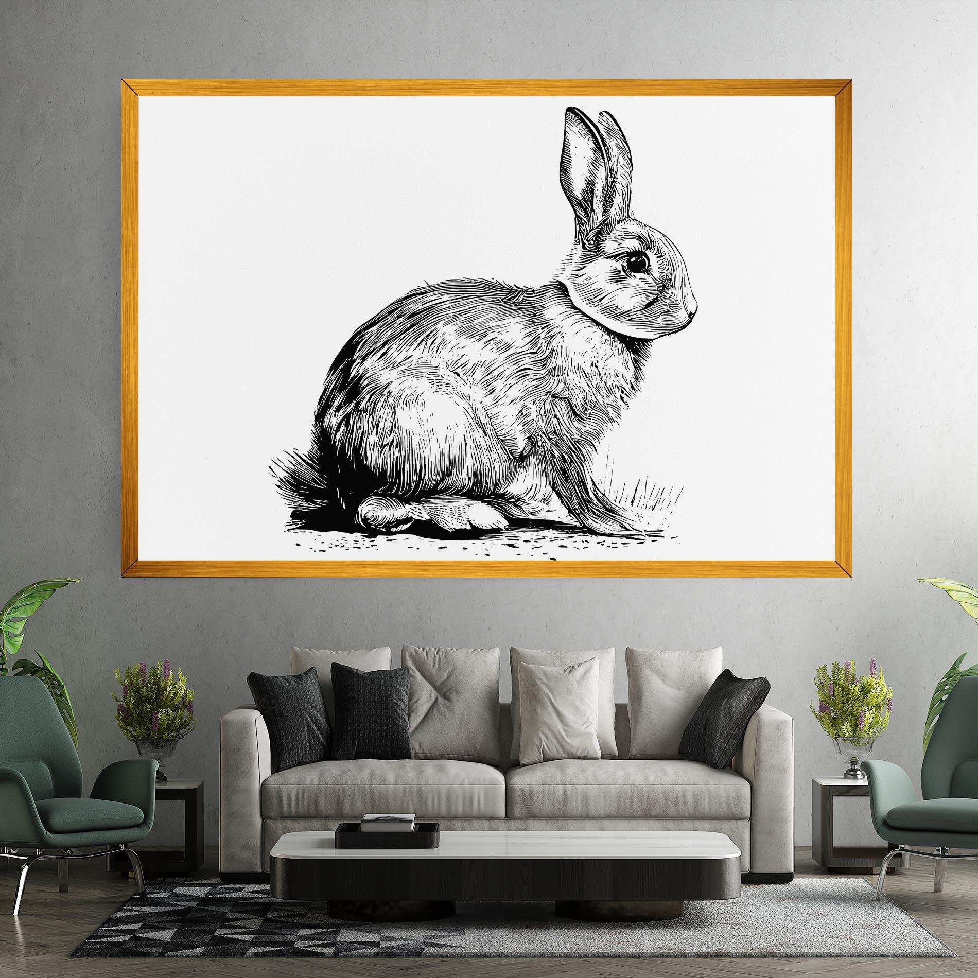 Tablou Canvas Bunny Black Lines mockup 7