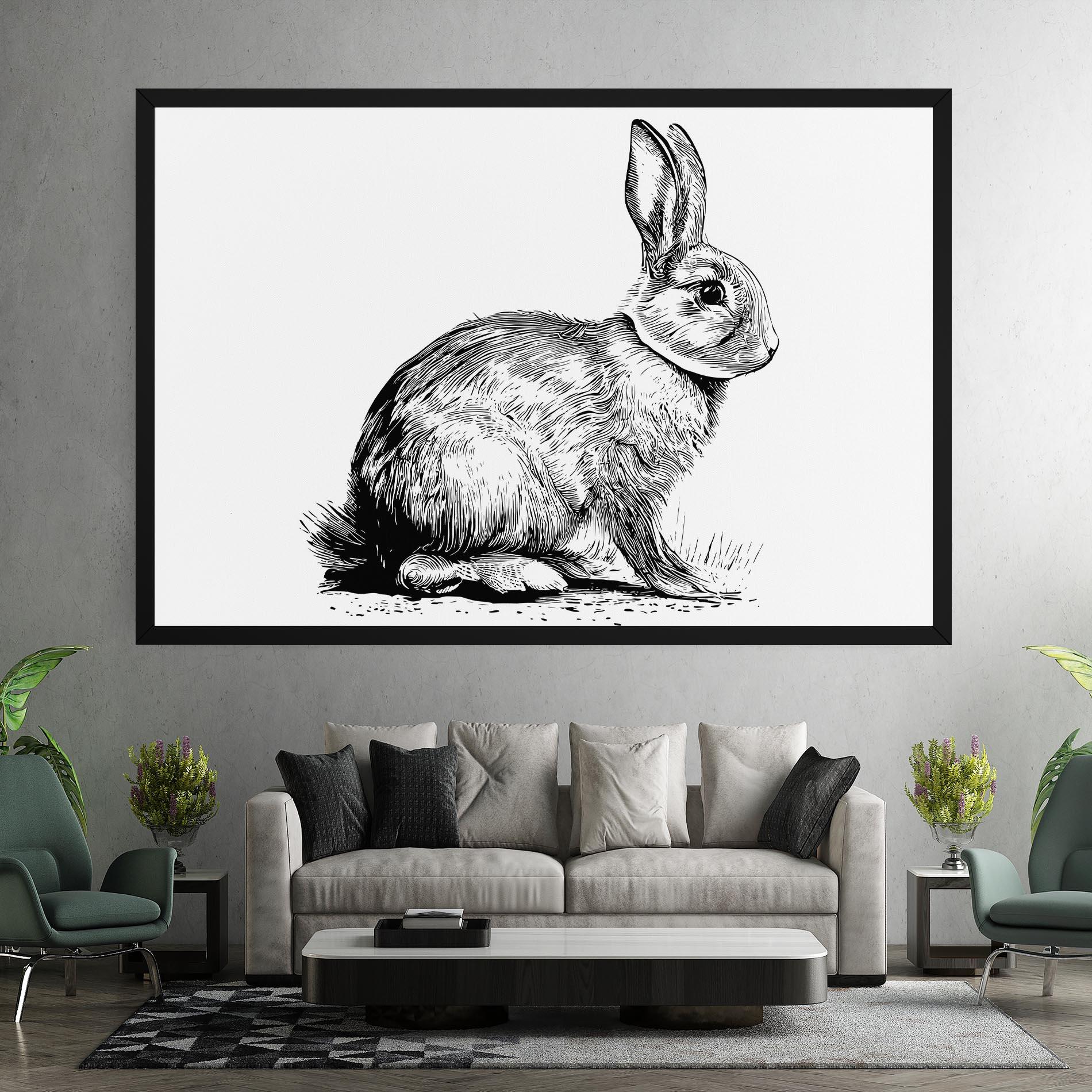 Tablou Canvas Bunny Black Lines mockup 7