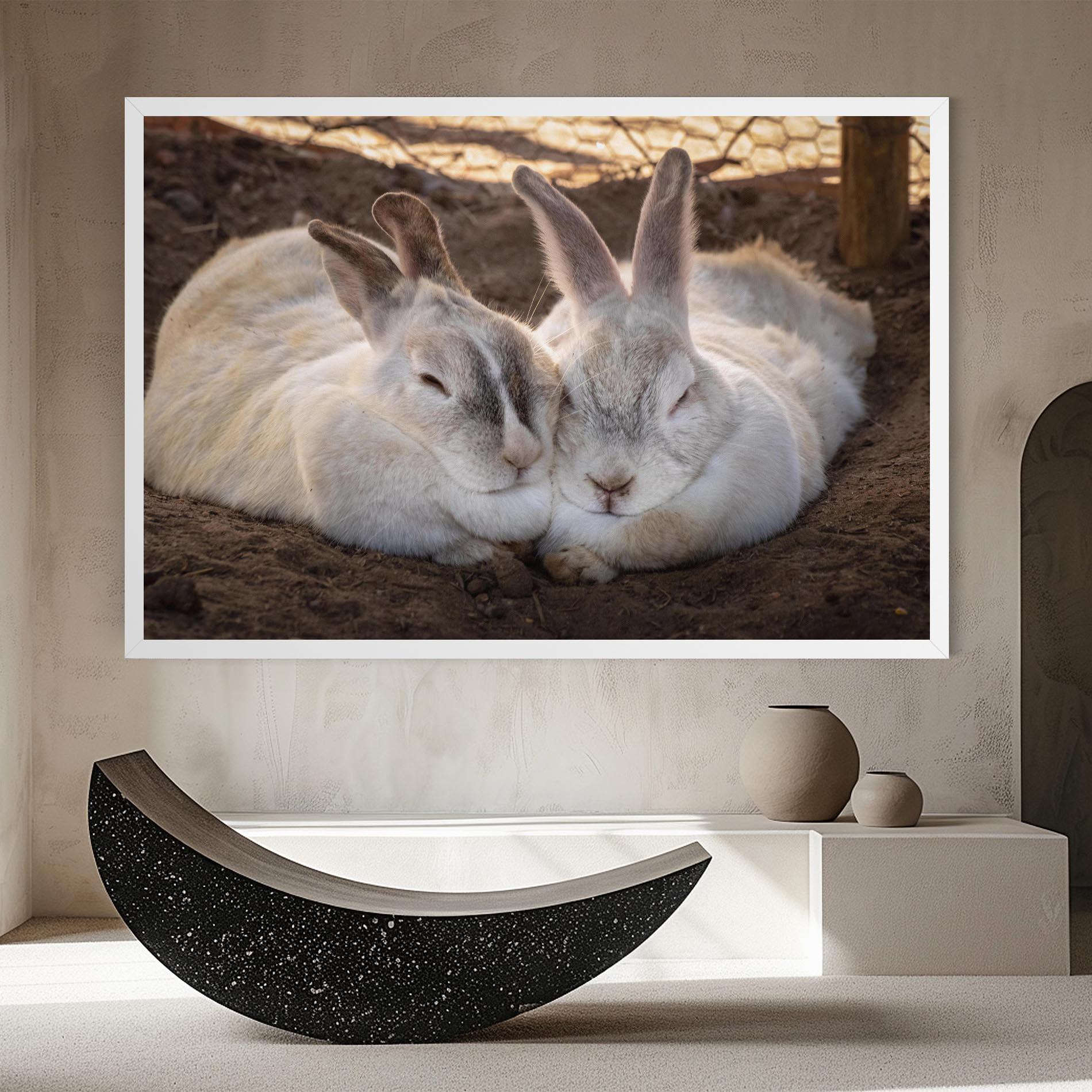 Tablou Canvas Light Grey Bunny Sleeping mockup 8