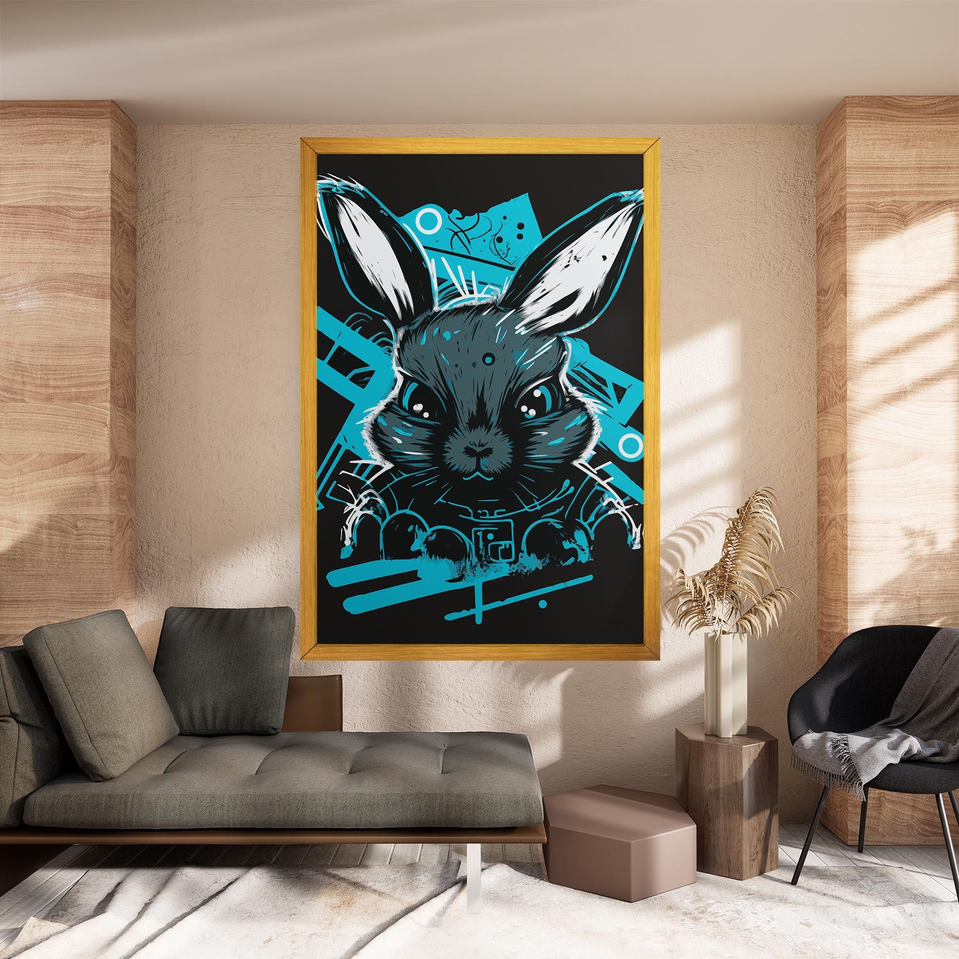 Grey Blue Bunny mockup 8