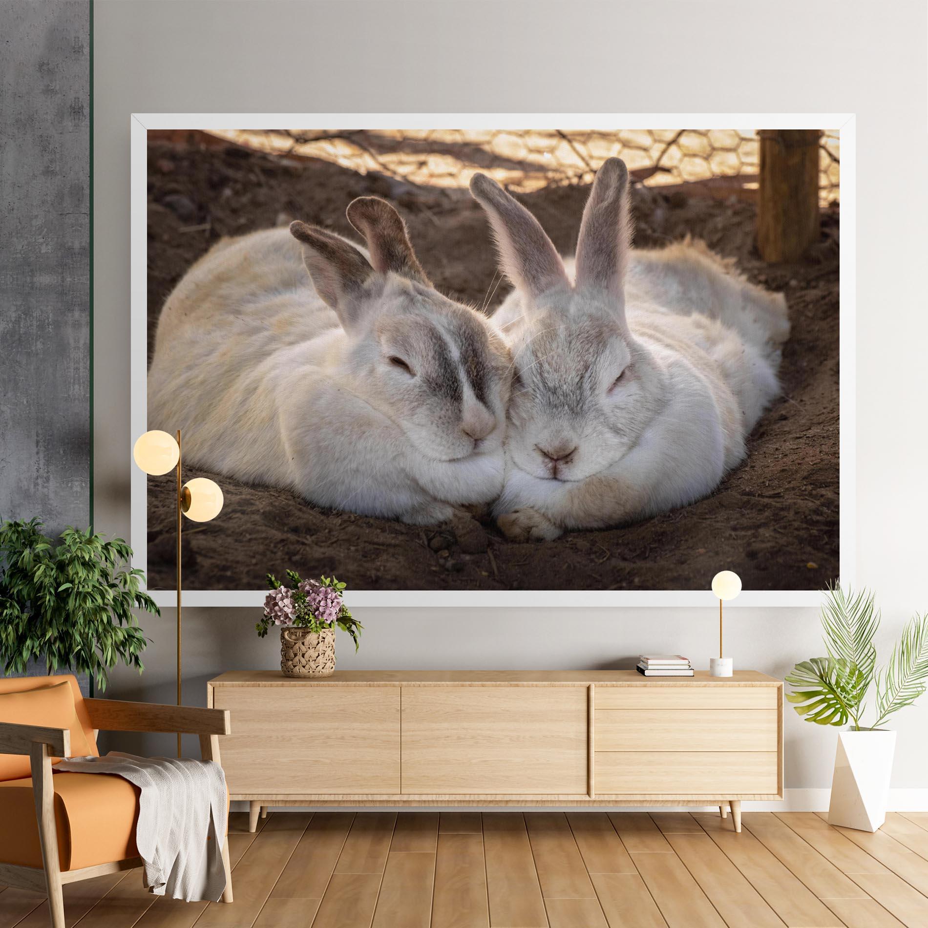Tablou Canvas Light Grey Bunny Sleeping mockup 9