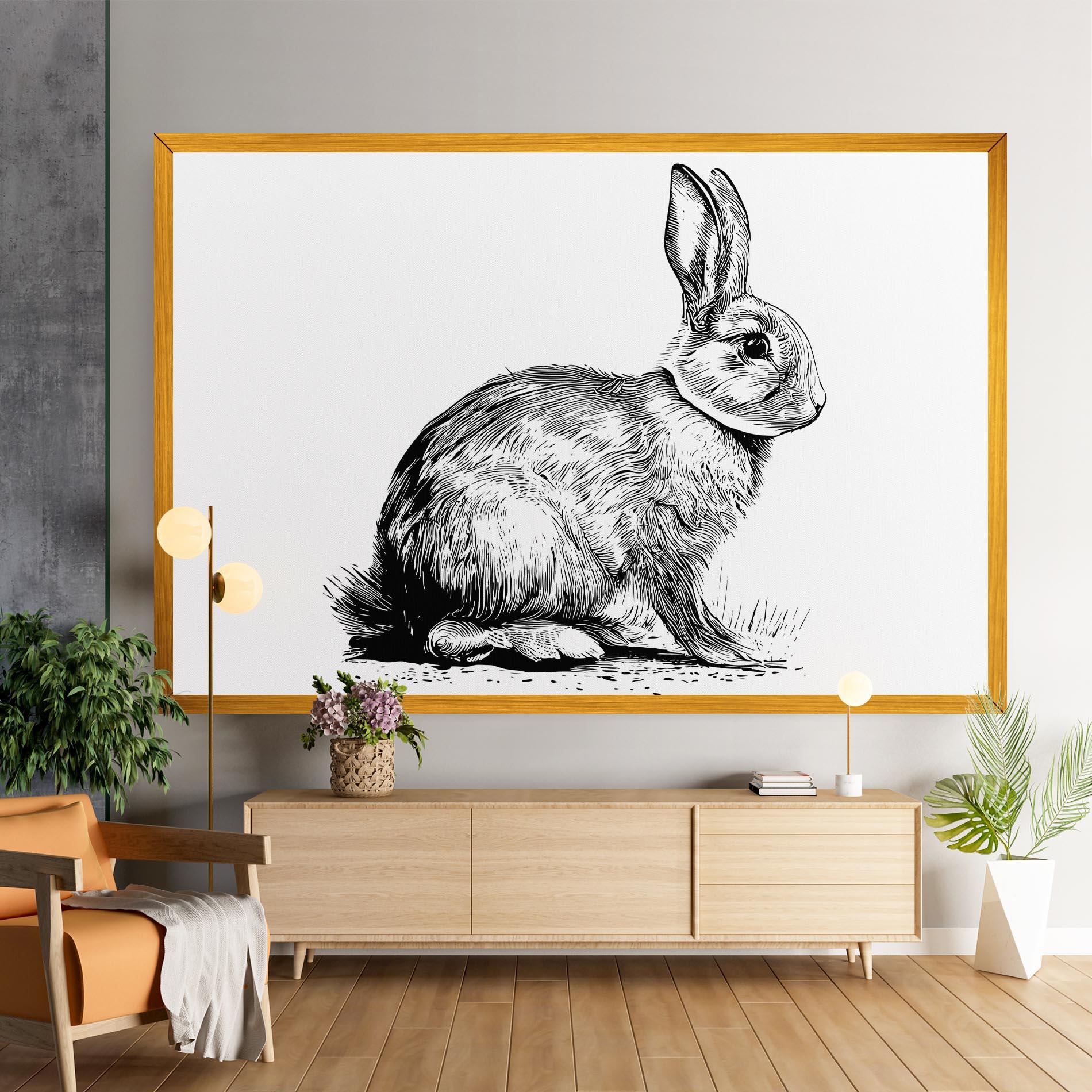 Tablou Canvas Bunny Black Lines mockup 9